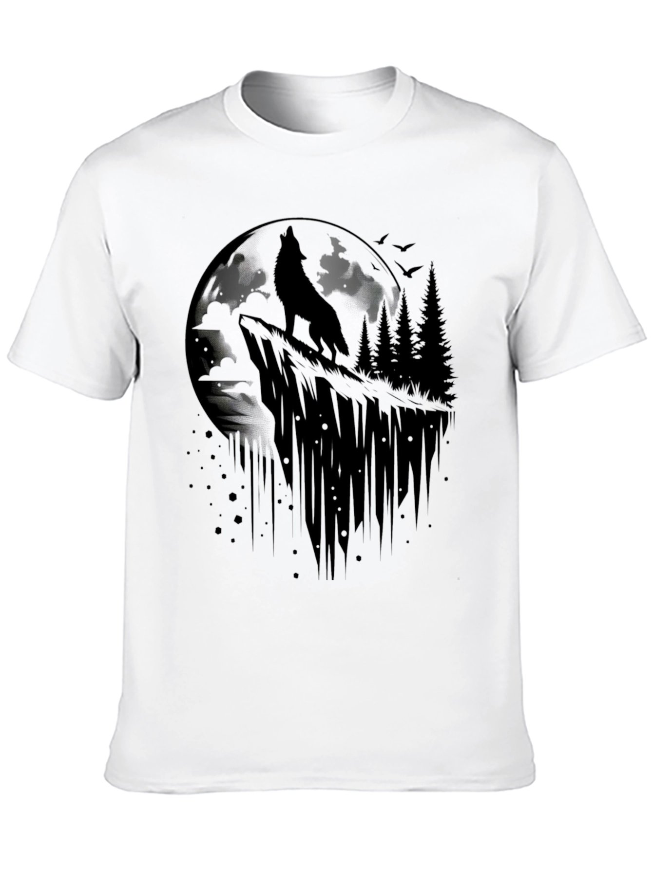 Wolf Moon Graphic Tee - Black Cotton T-Shirt