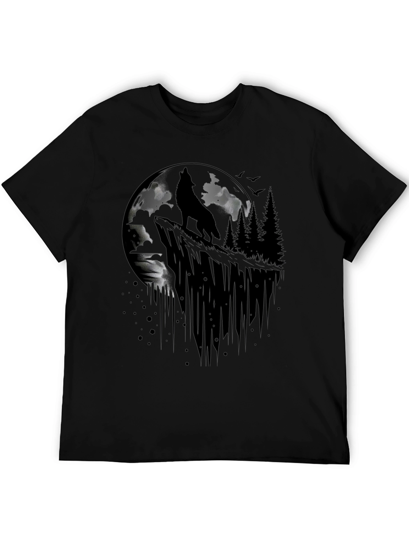 Wolf Moon Graphic Tee - Black Cotton T-Shirt