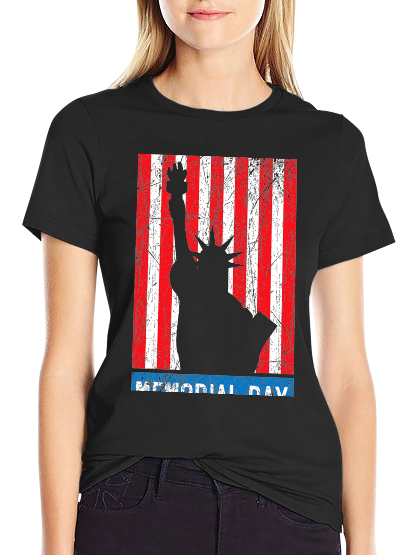 Memorial Day Statue of Liberty Graphic T-Shirt