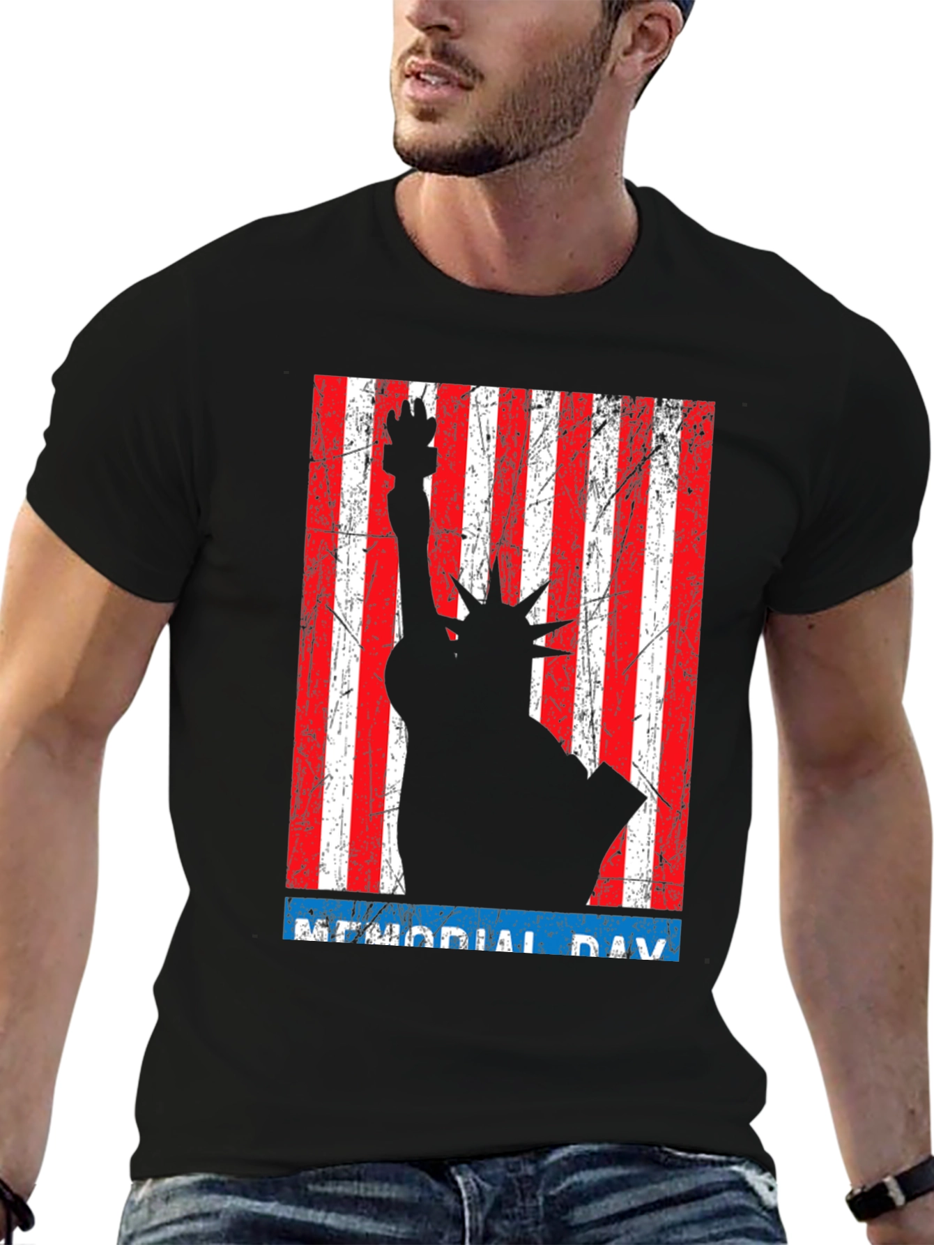 Memorial Day Statue of Liberty Graphic T-Shirt