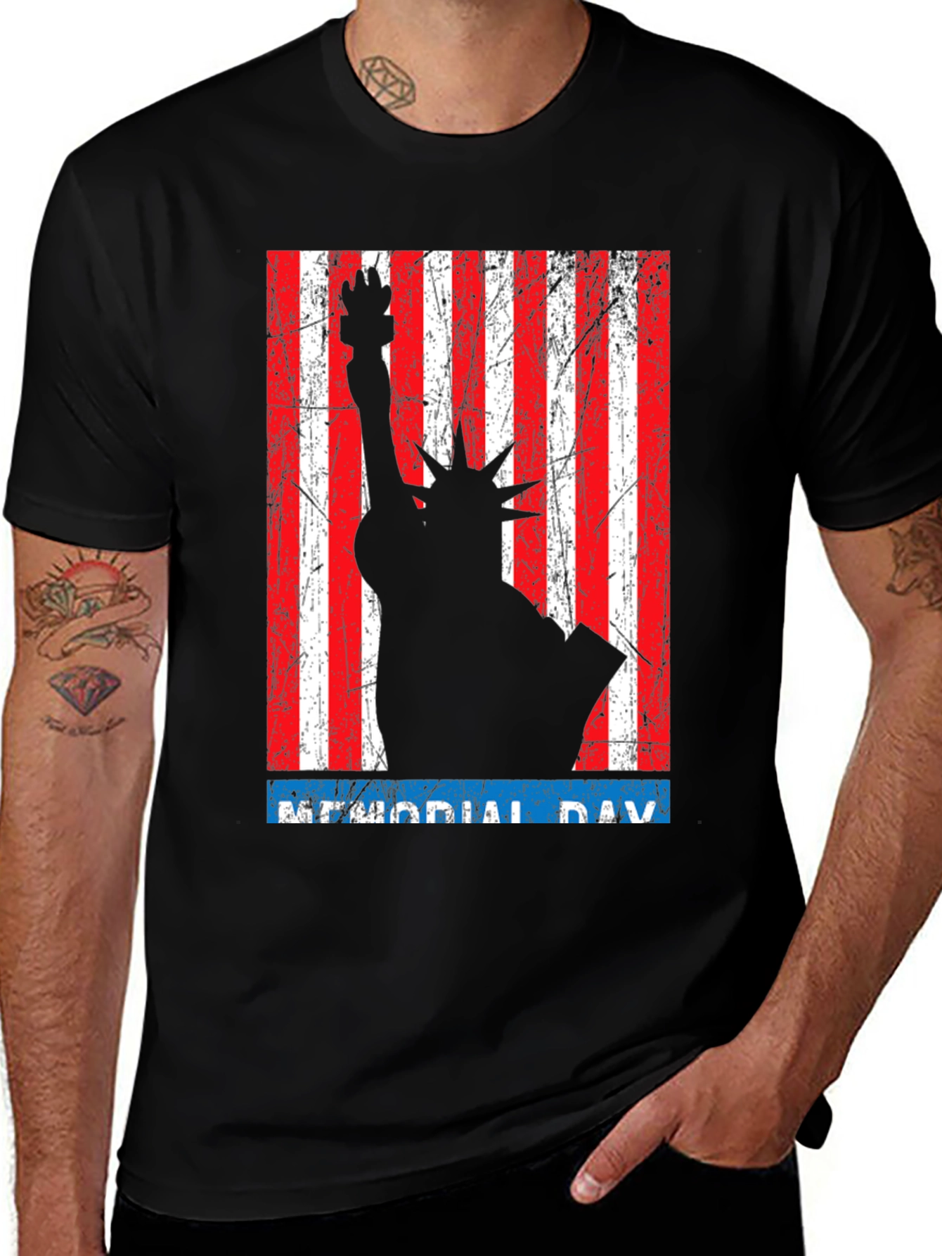Memorial Day Statue of Liberty Graphic T-Shirt
