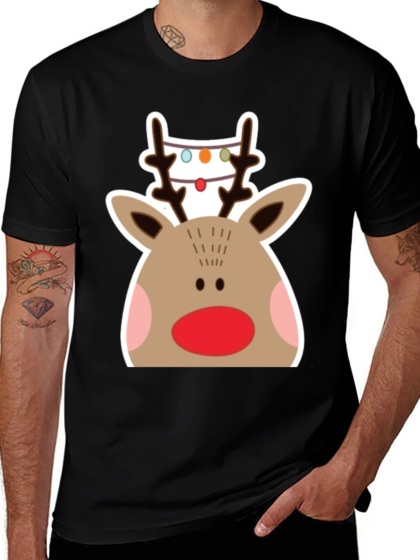 Festive Reindeer Graphic Tee - Holiday Cheer