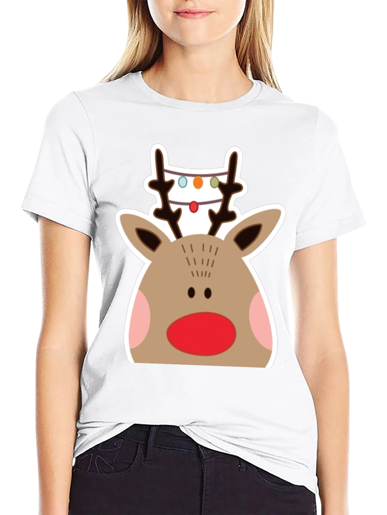 Festive Reindeer Graphic Tee - Holiday Cheer