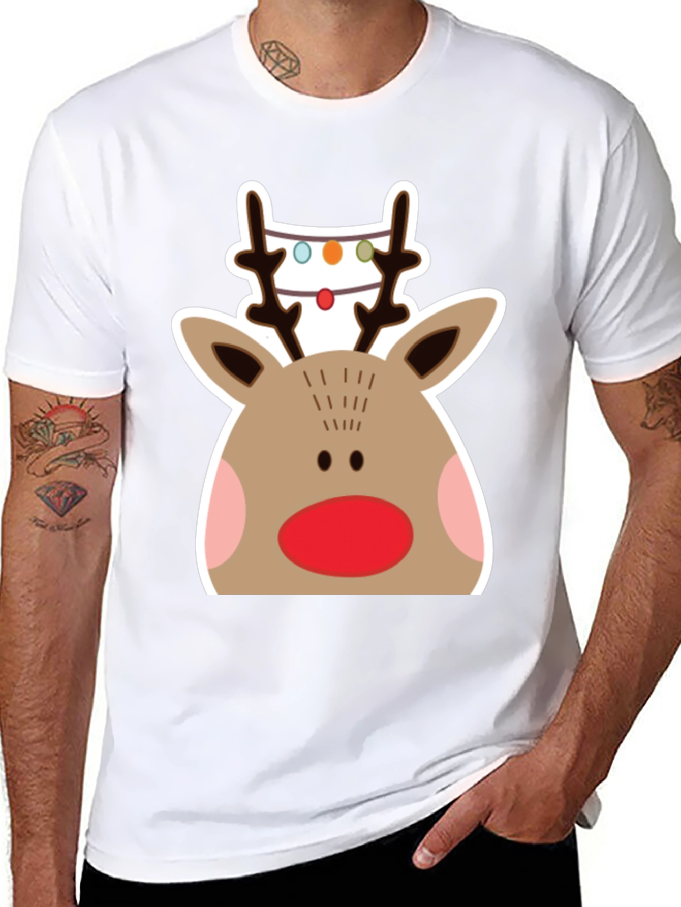 Festive Reindeer Graphic Tee - Holiday Cheer