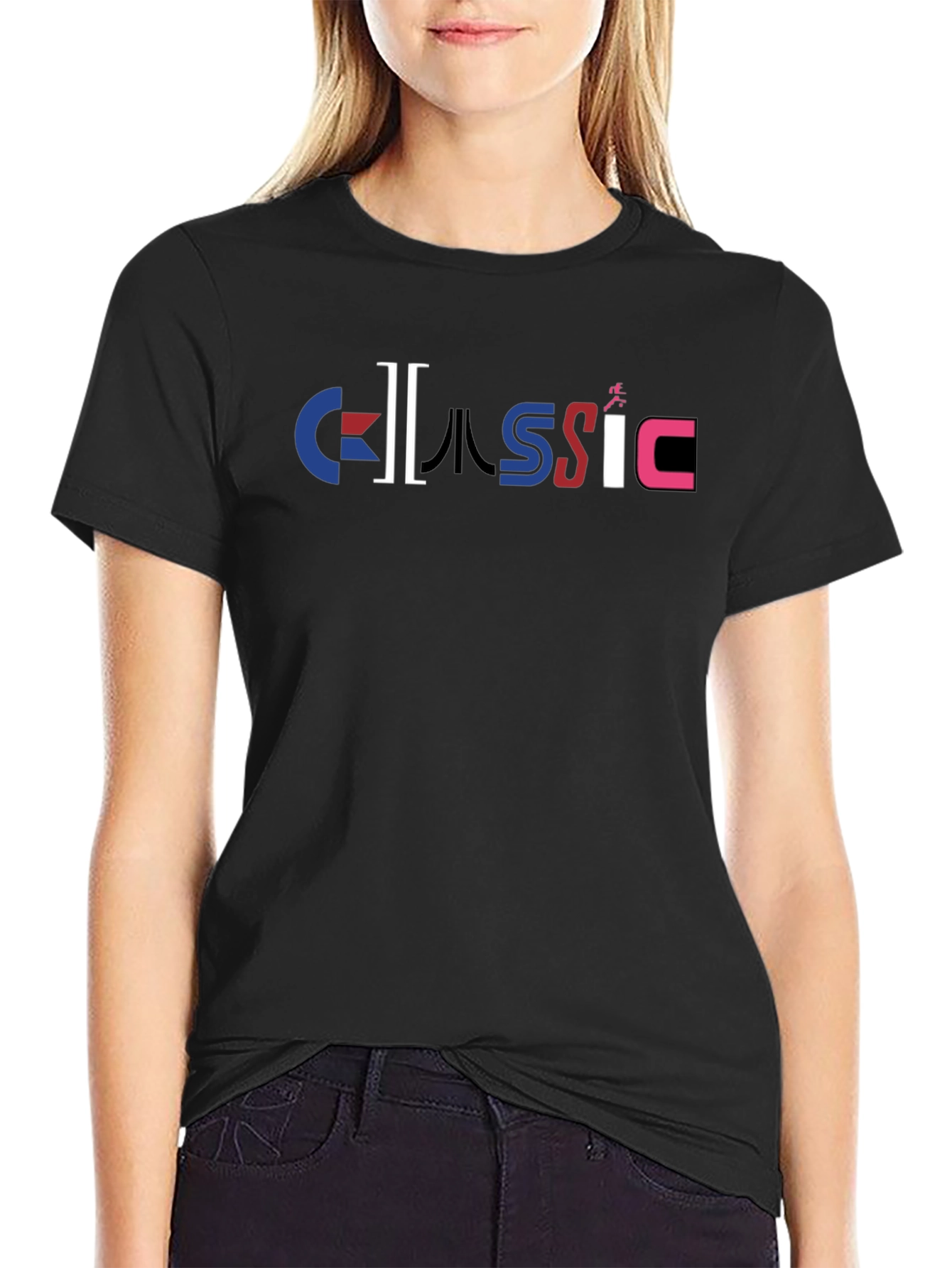 Classic Graphic Print Black T-Shirt