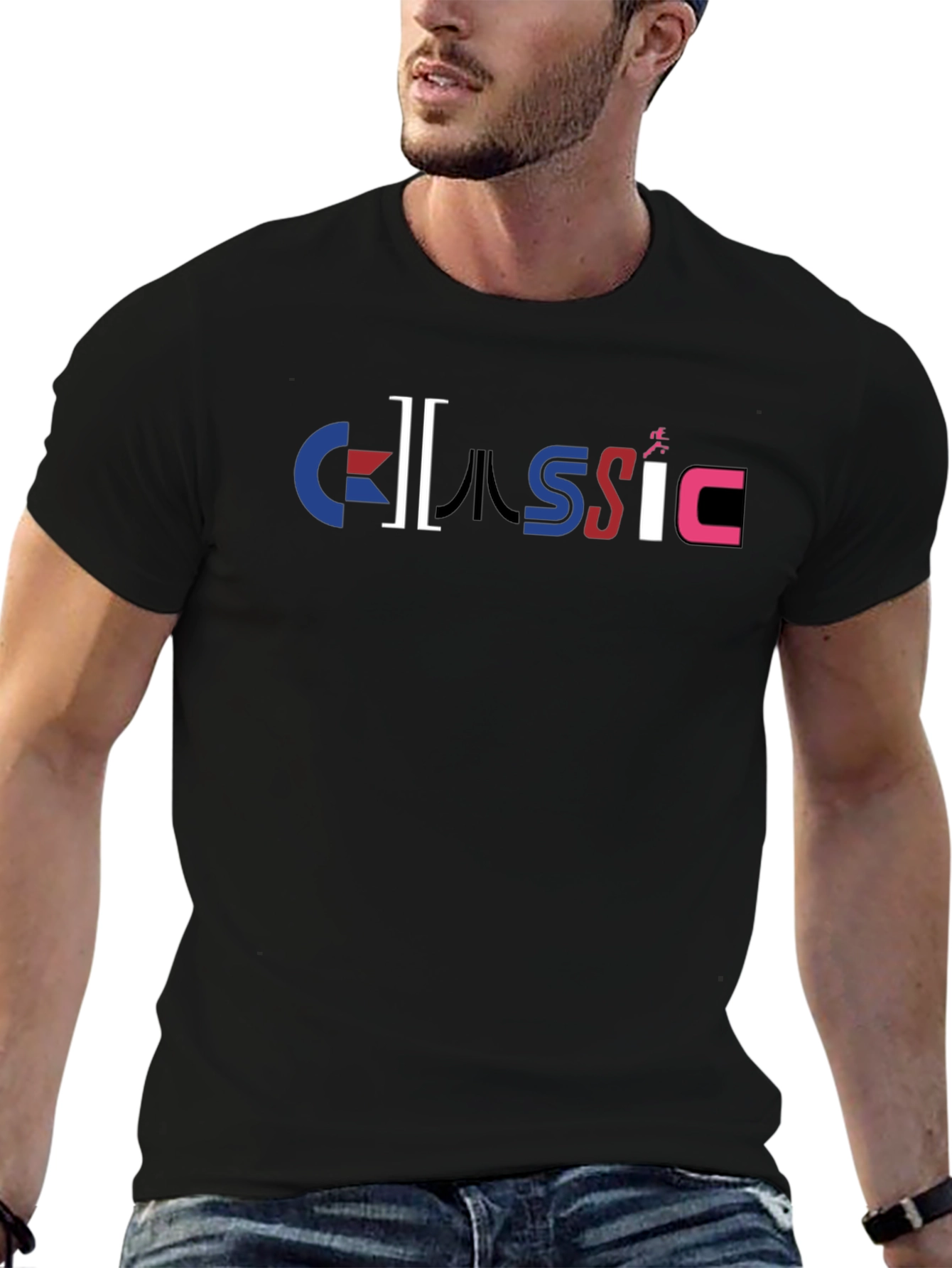 Classic Graphic Print Black T-Shirt