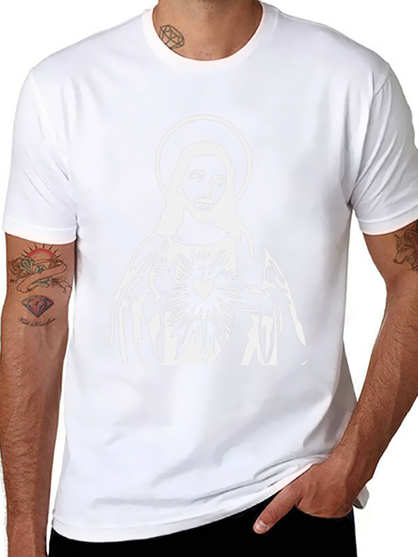 Jesus Sacred Heart Graphic Black T-Shirt