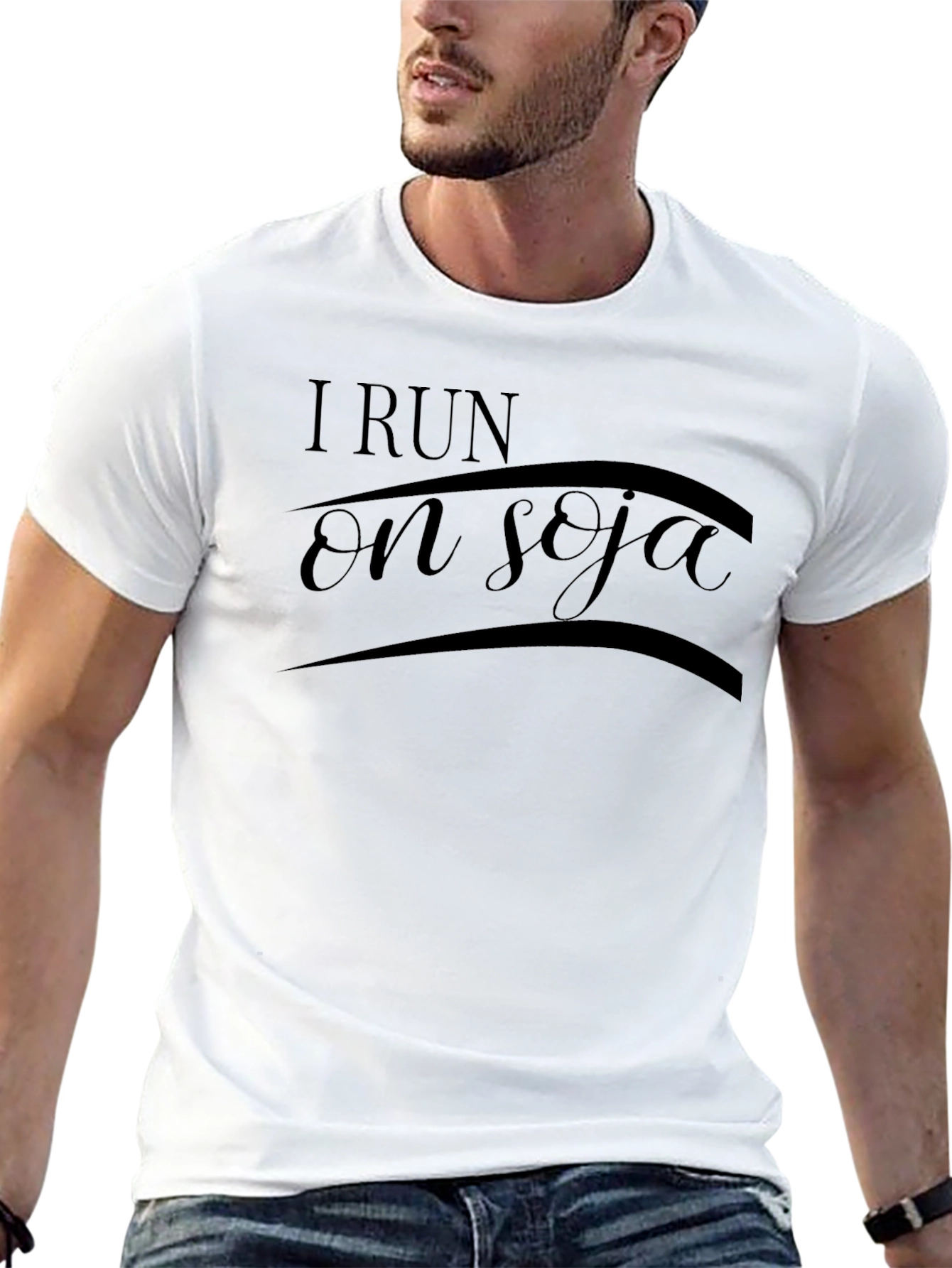 I Run On Soja T-Shirt - Black Graphic Tee