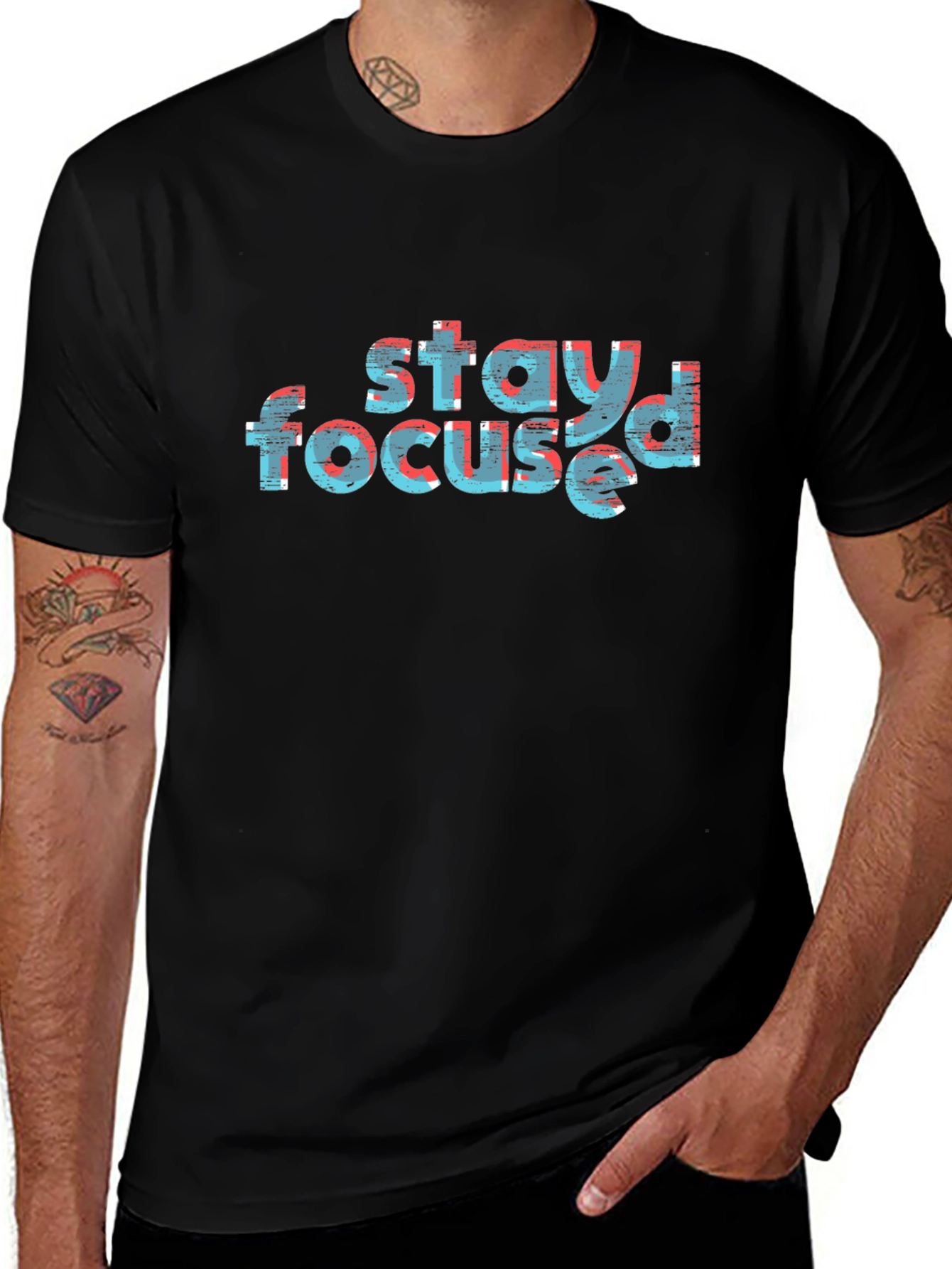 Stay Focused Graphic Tee - Stylish Black T-Shirt