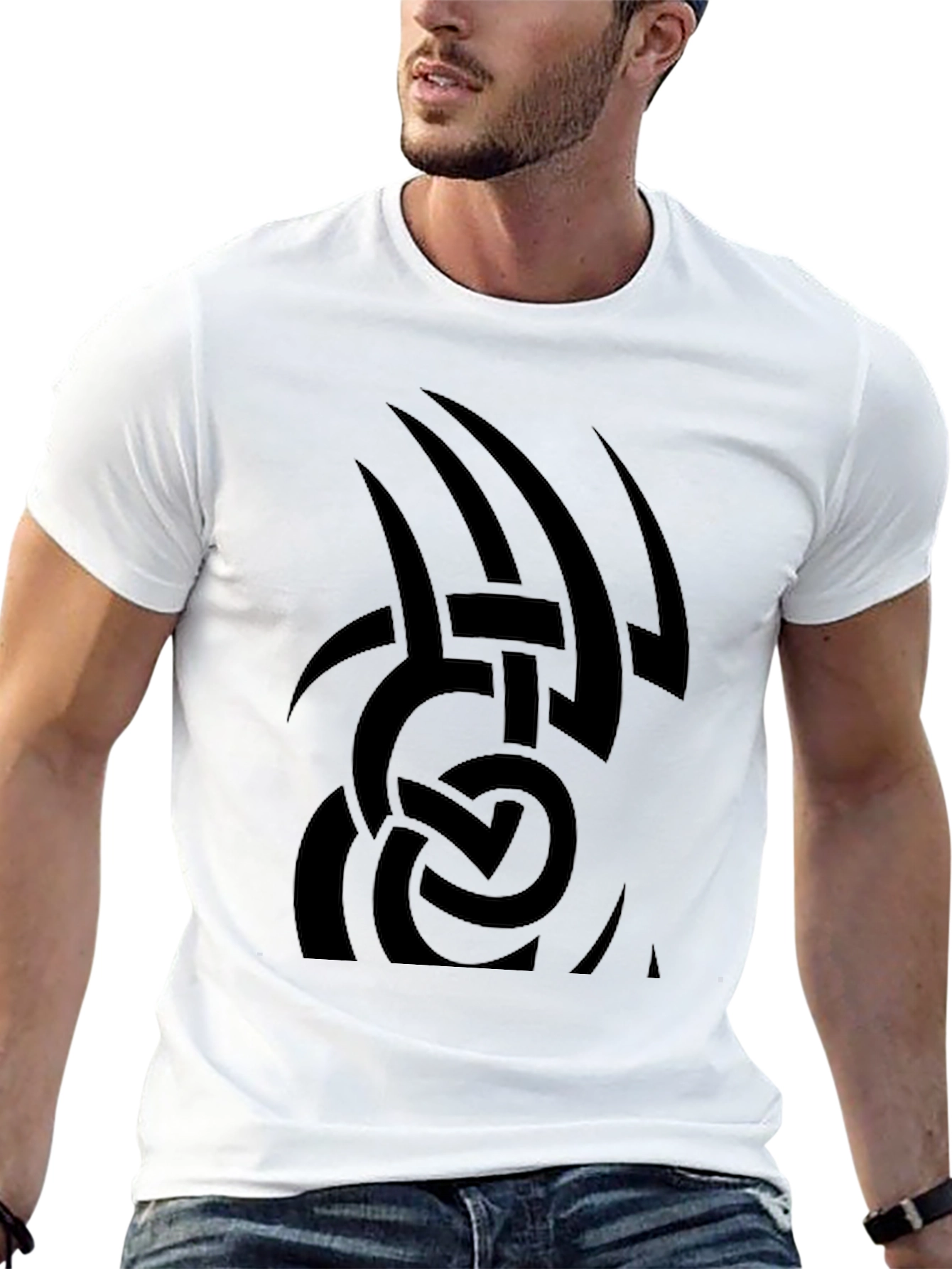 Black Graphic Tee - Tribal Design