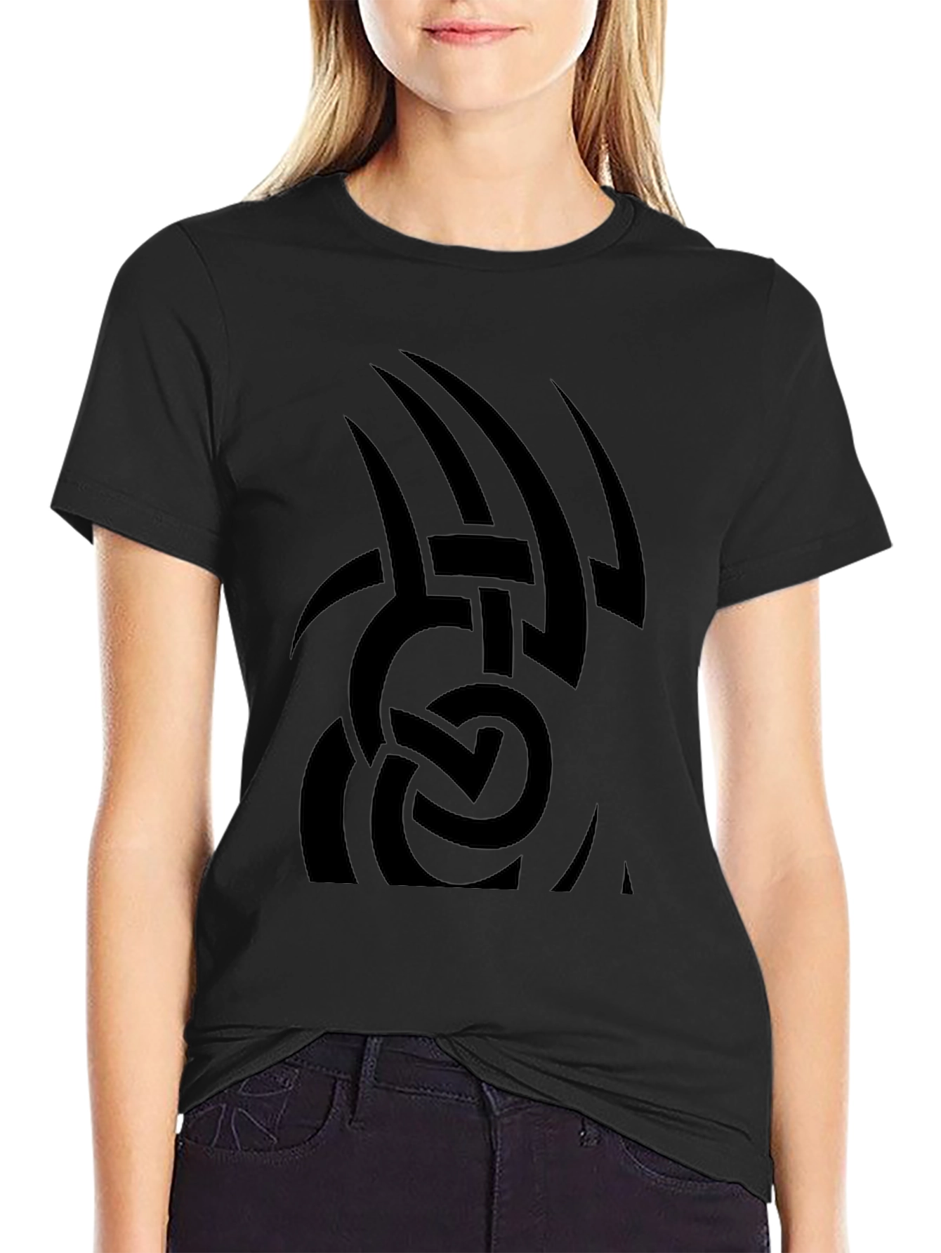 Black Graphic Tee - Tribal Design
