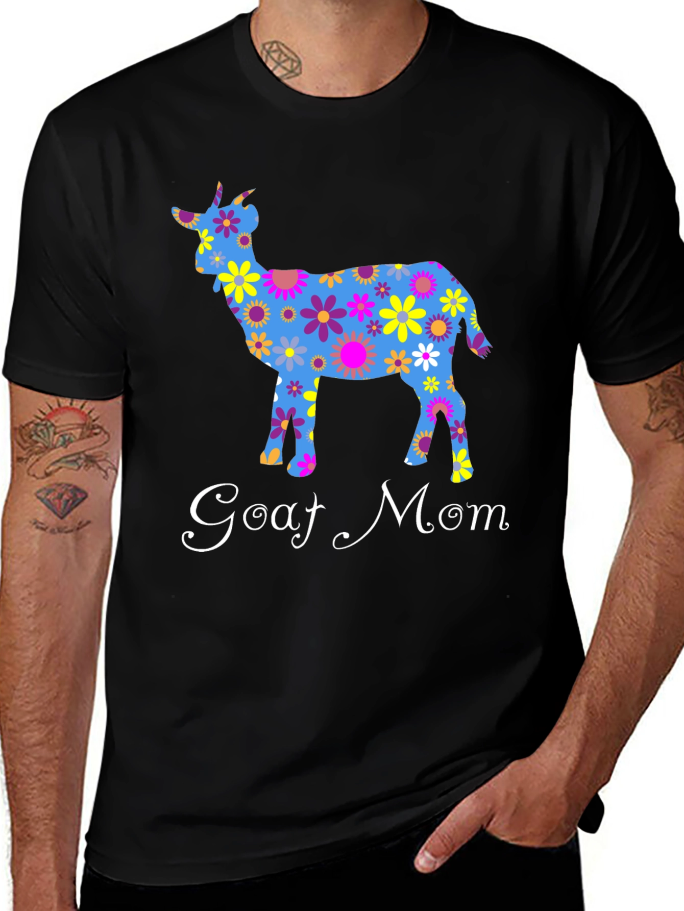 Goat Mom T-Shirt - Floral Goat Design