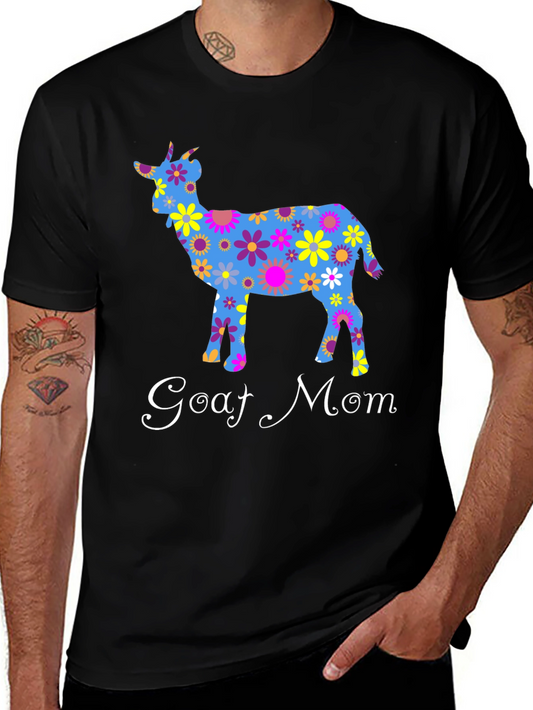 Goat Mom T-Shirt - Floral Goat Design