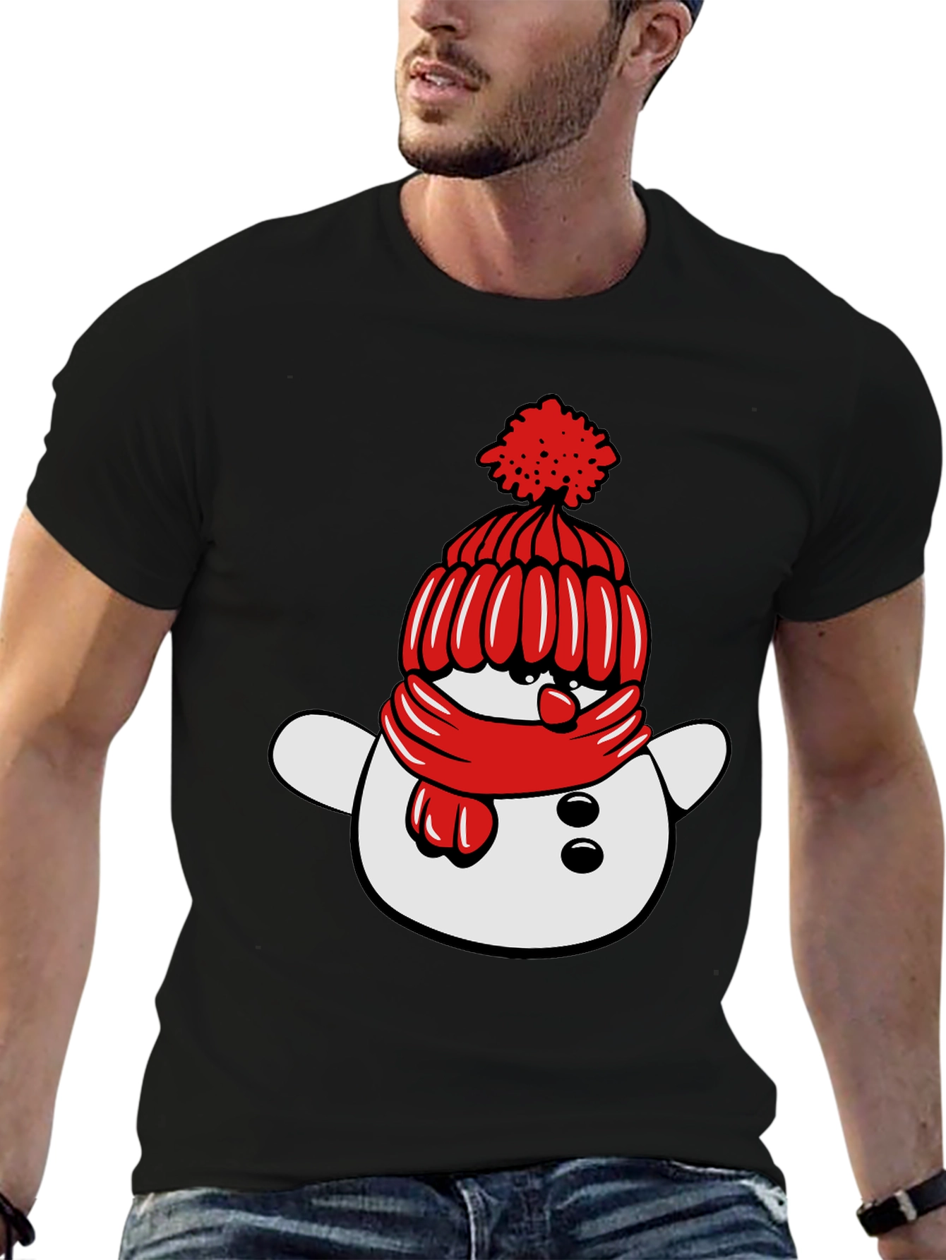 Festive Snowman Graphic Tee - Holiday Cheer