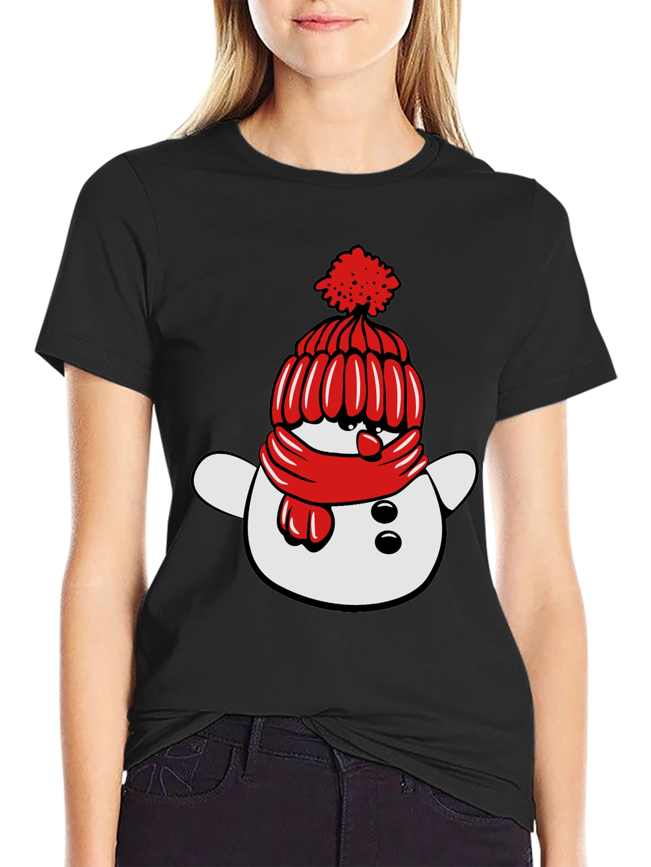 Festive Snowman Graphic Tee - Holiday Cheer