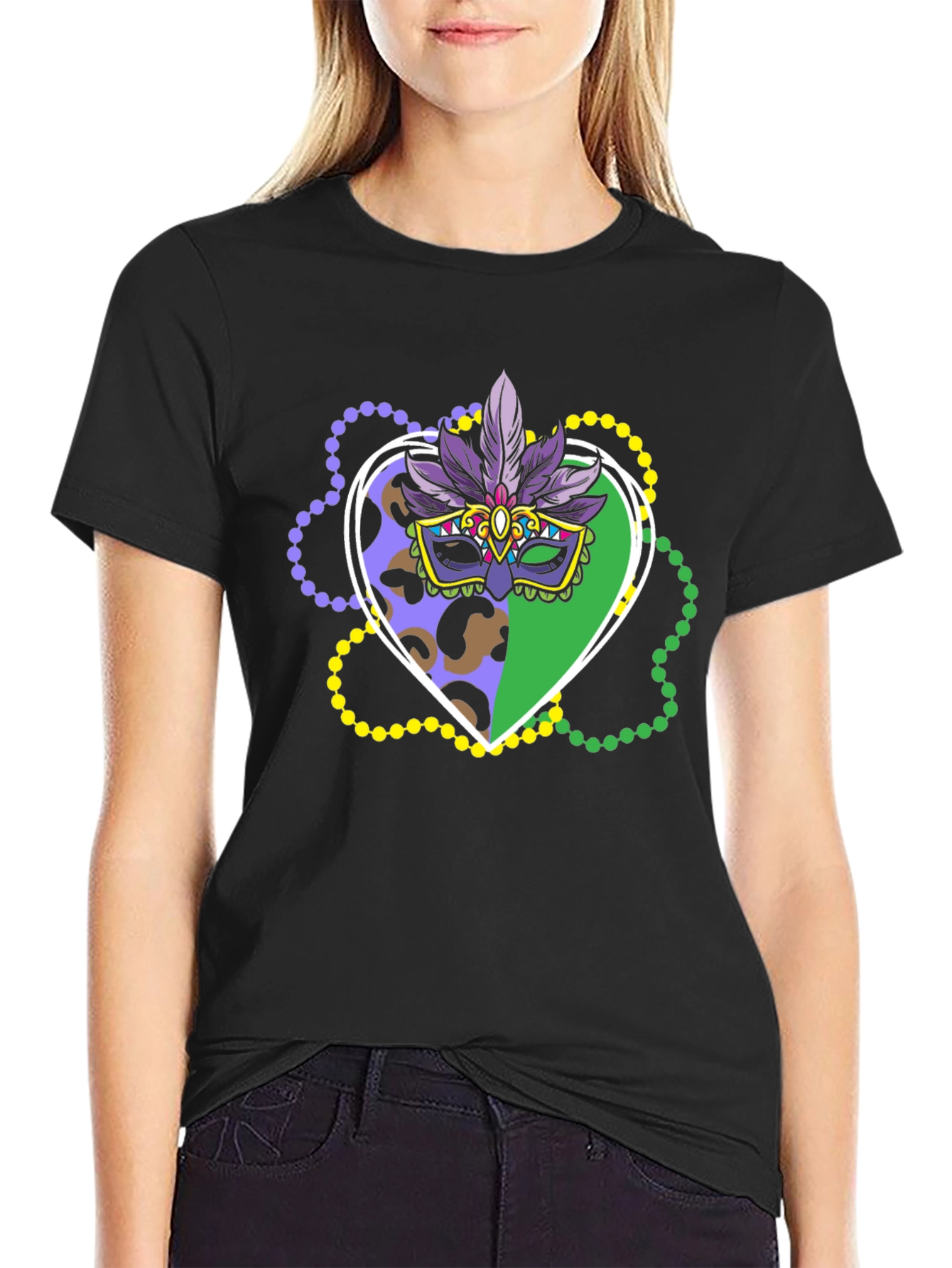 Mardi Gras Mask T-Shirt - Festive Carnival Apparel