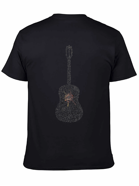 Distressed Guitar Graphic Black T-Shirt