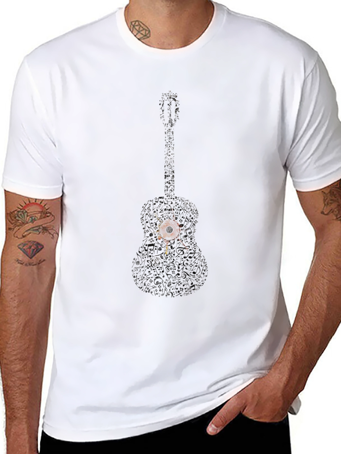 Distressed Guitar Graphic Black T-Shirt