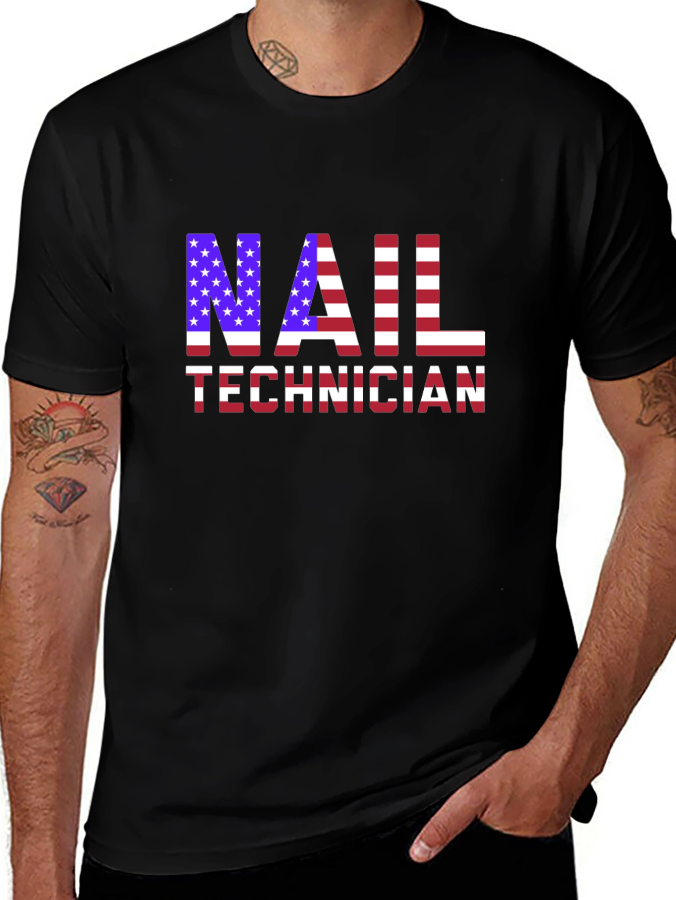 Nail Technician USA Flag T-Shirt