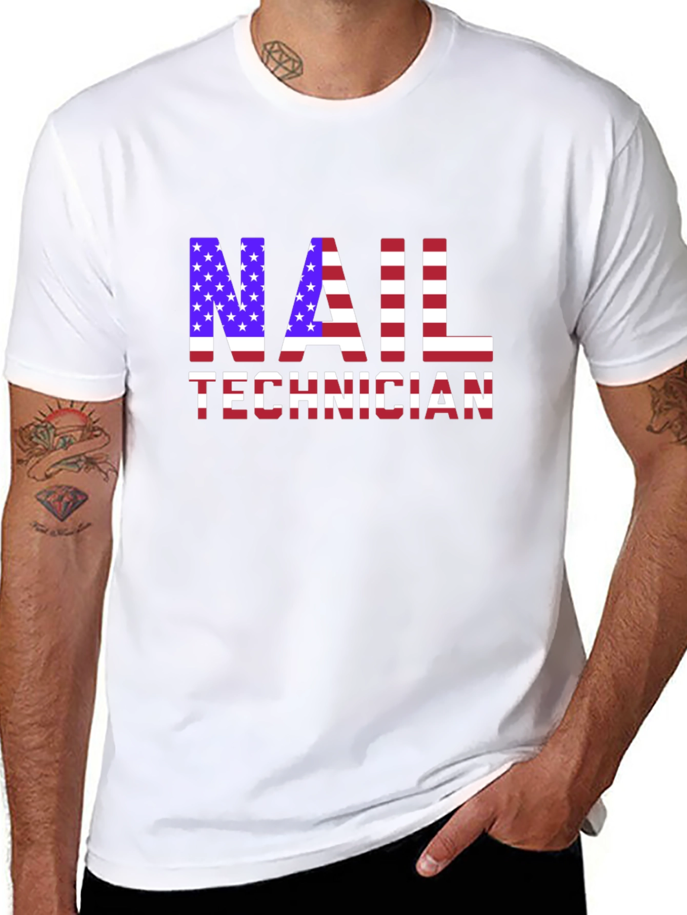Nail Technician USA Flag T-Shirt