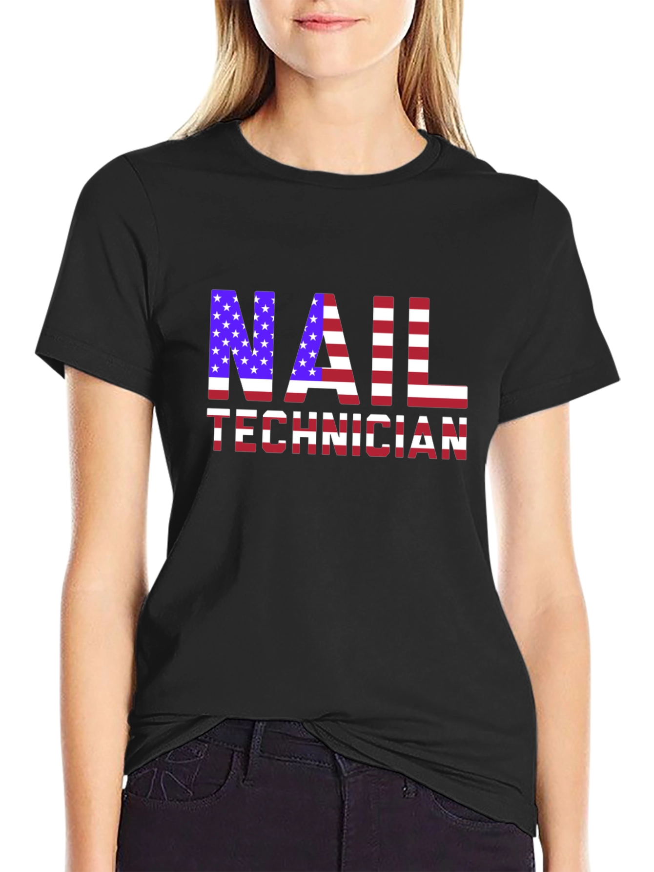 Nail Technician USA Flag T-Shirt