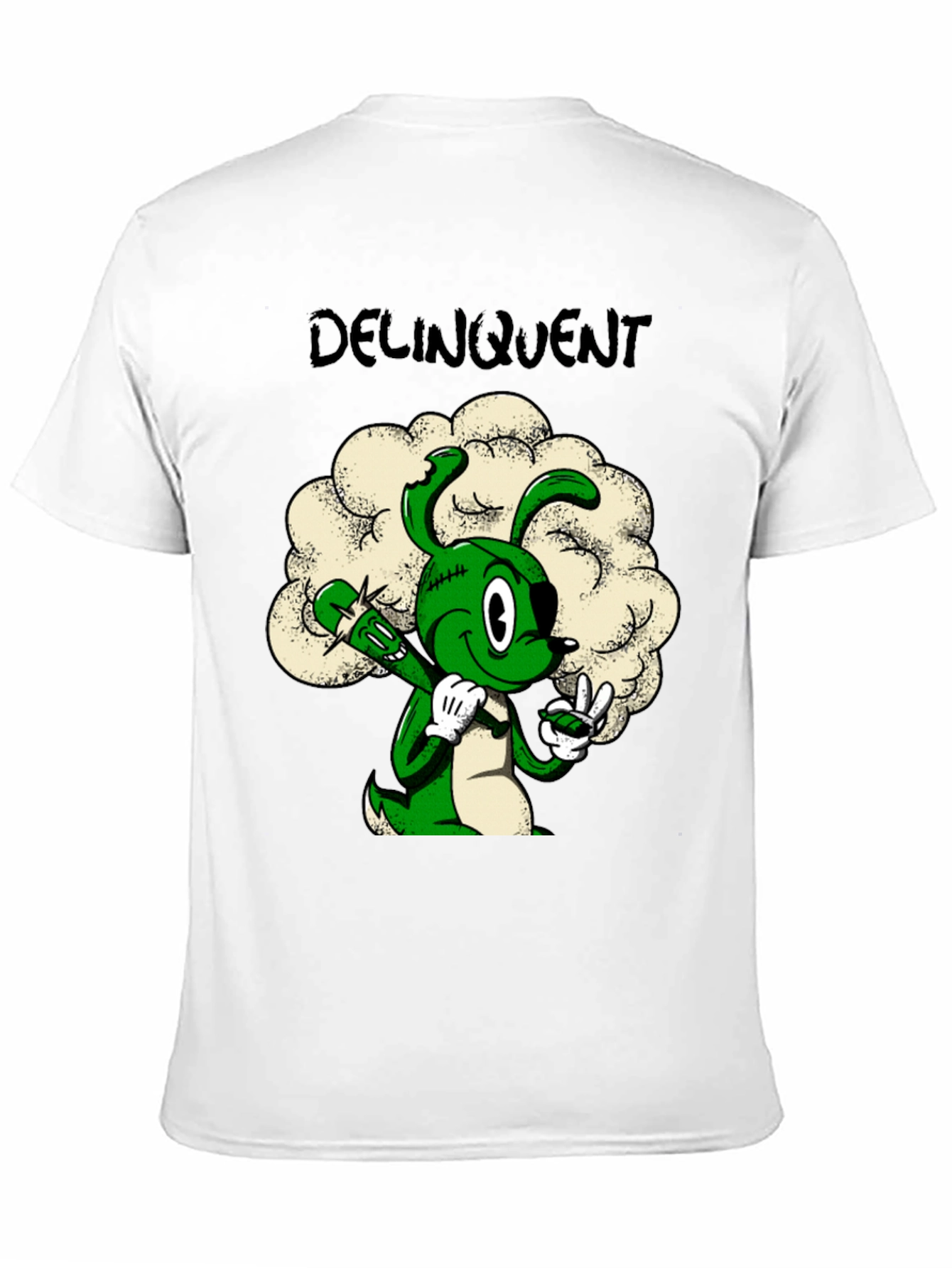 Delinquent Green Cartoon Bunny T-Shirt