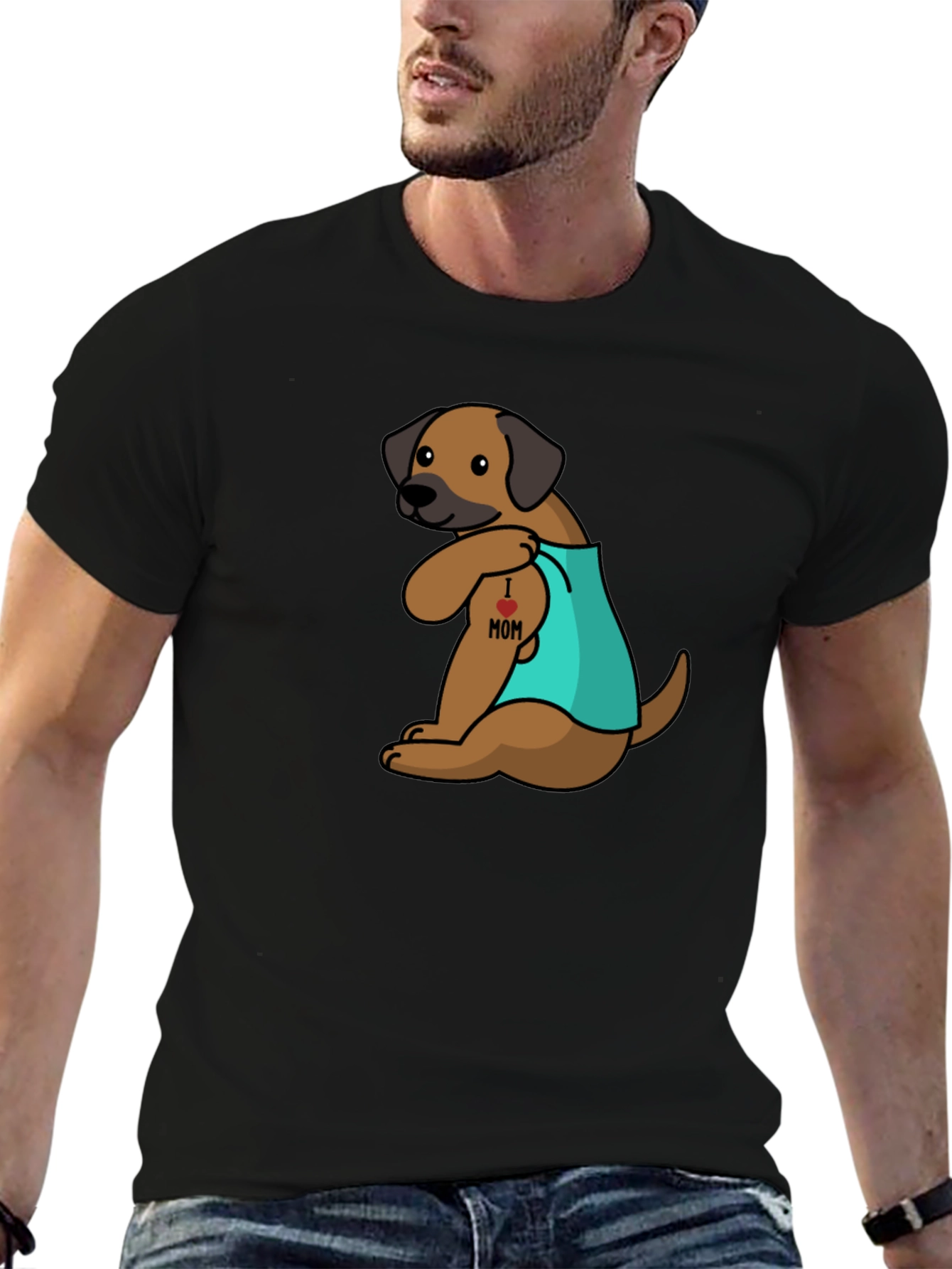 Dog I Heart Mom Tattoo Graphic Tee