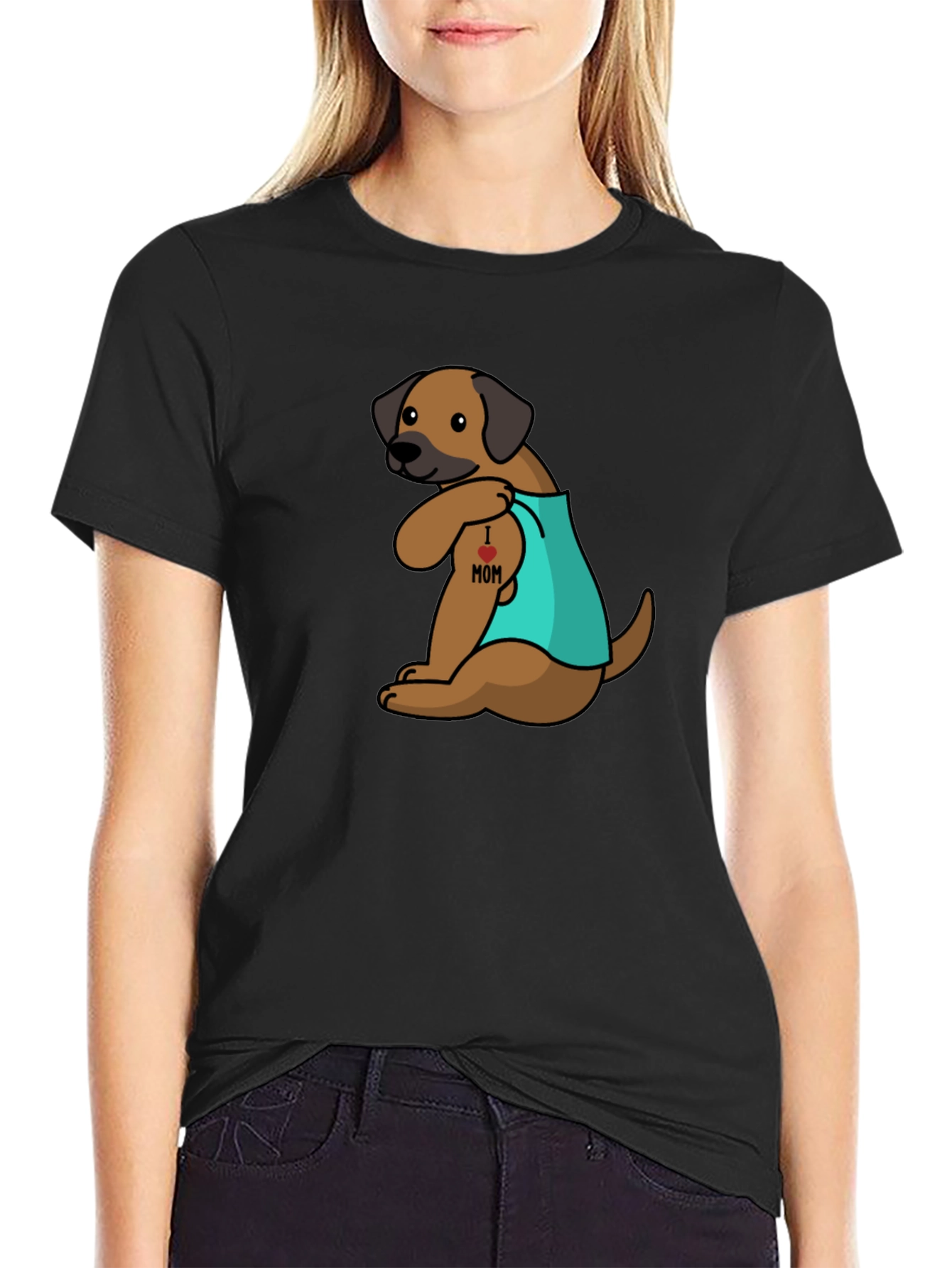Dog I Heart Mom Tattoo Graphic Tee