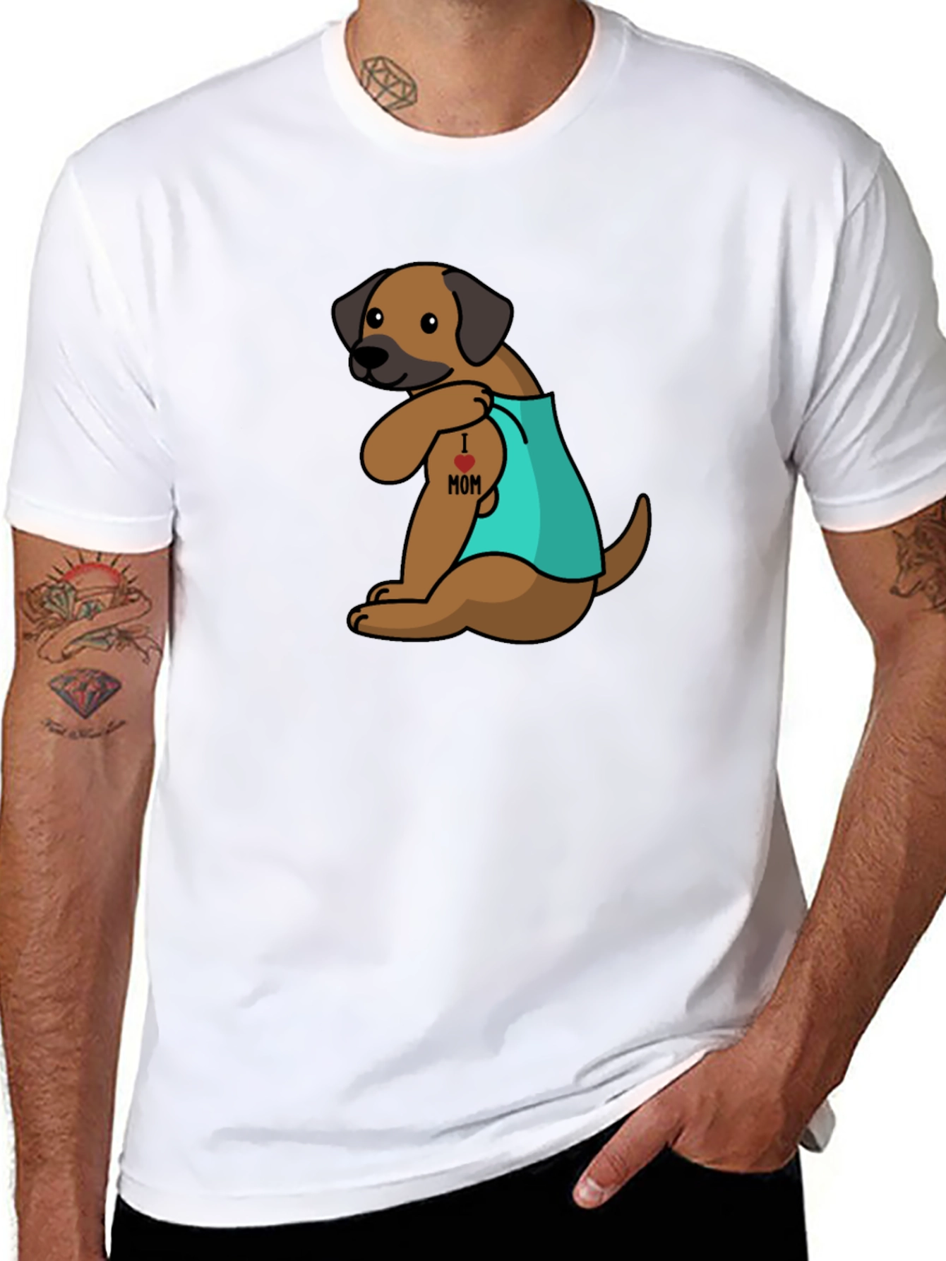 Dog I Heart Mom Tattoo Graphic Tee