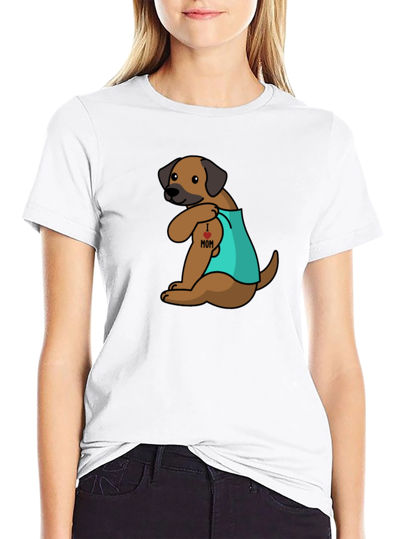 Dog I Heart Mom Tattoo Graphic Tee