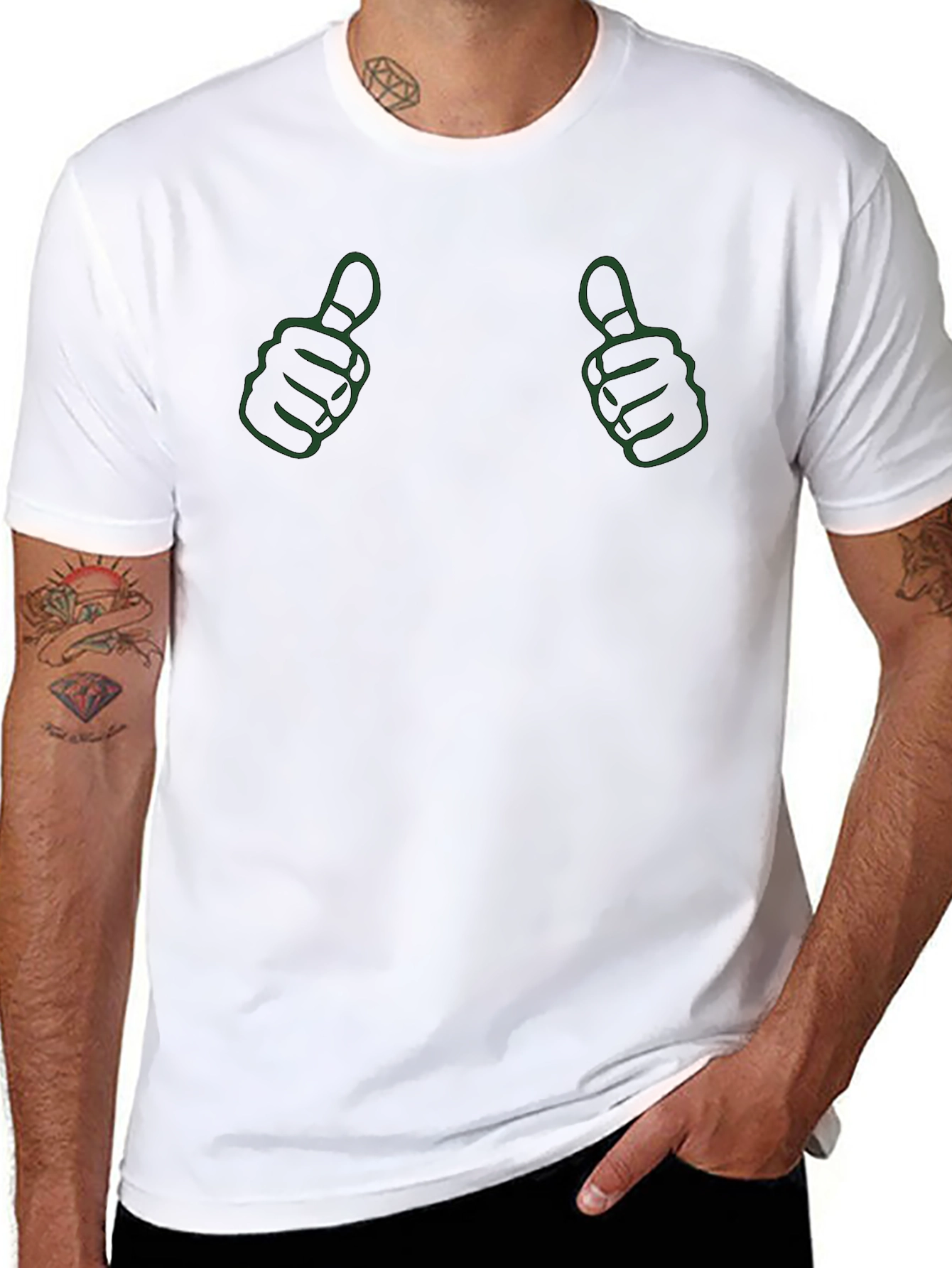 Thumbs Up Graphic Tee - Black Cotton Comfort