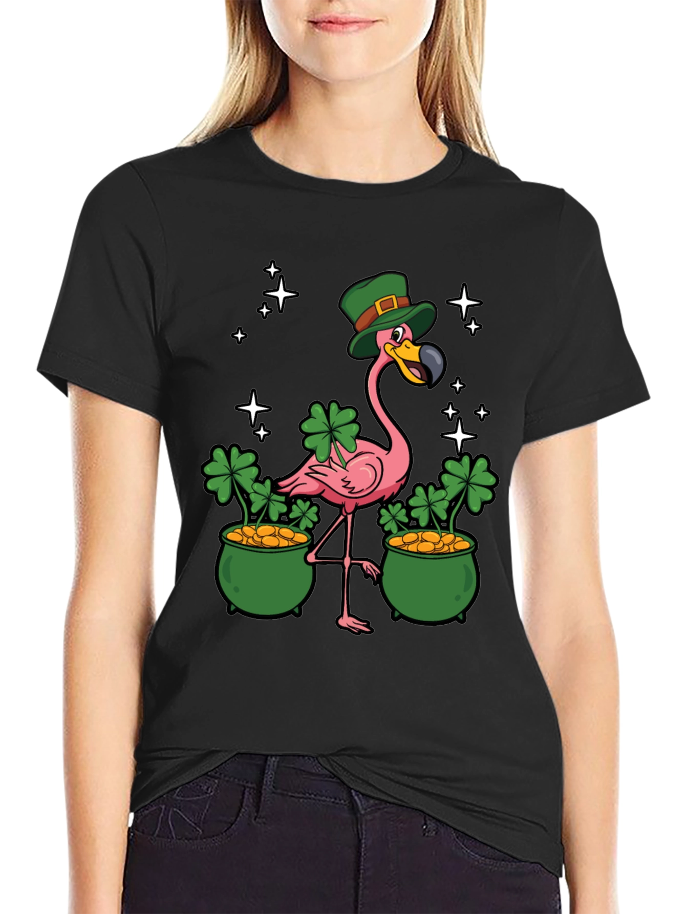 St. Patricks Day Flamingo Graphic Tee