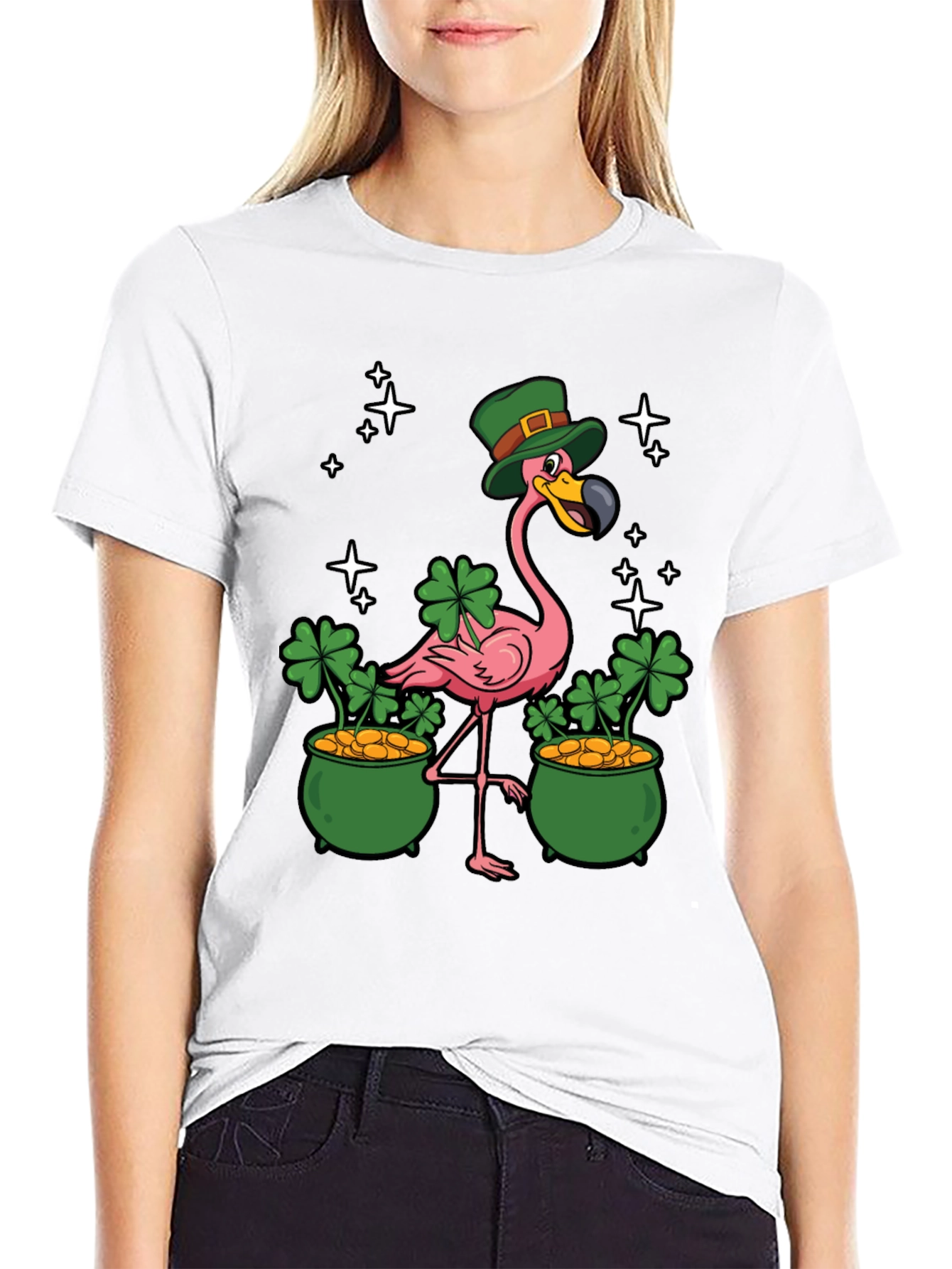 St. Patricks Day Flamingo Graphic Tee