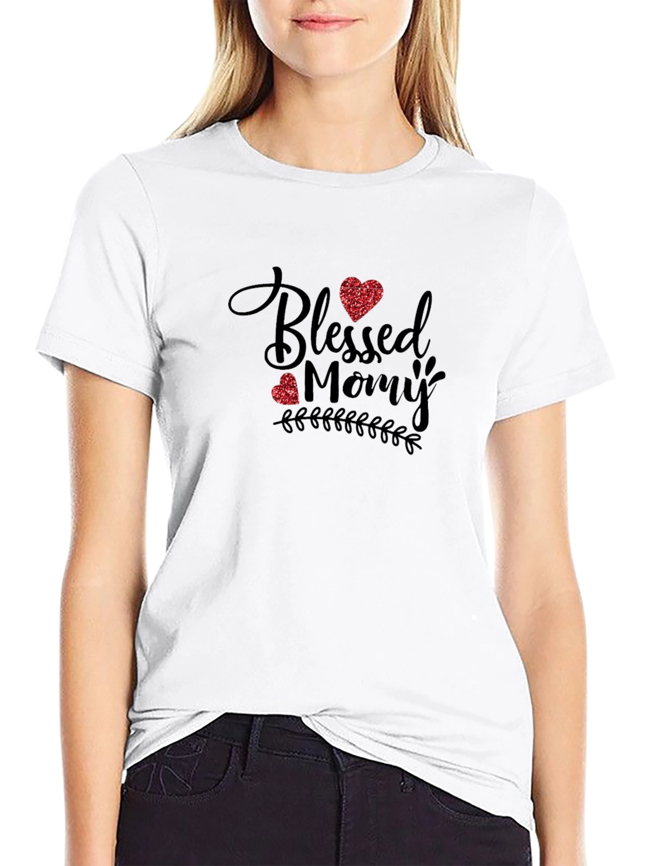Blessed Mommy Graphic Tee - Soft Black T-Shirt