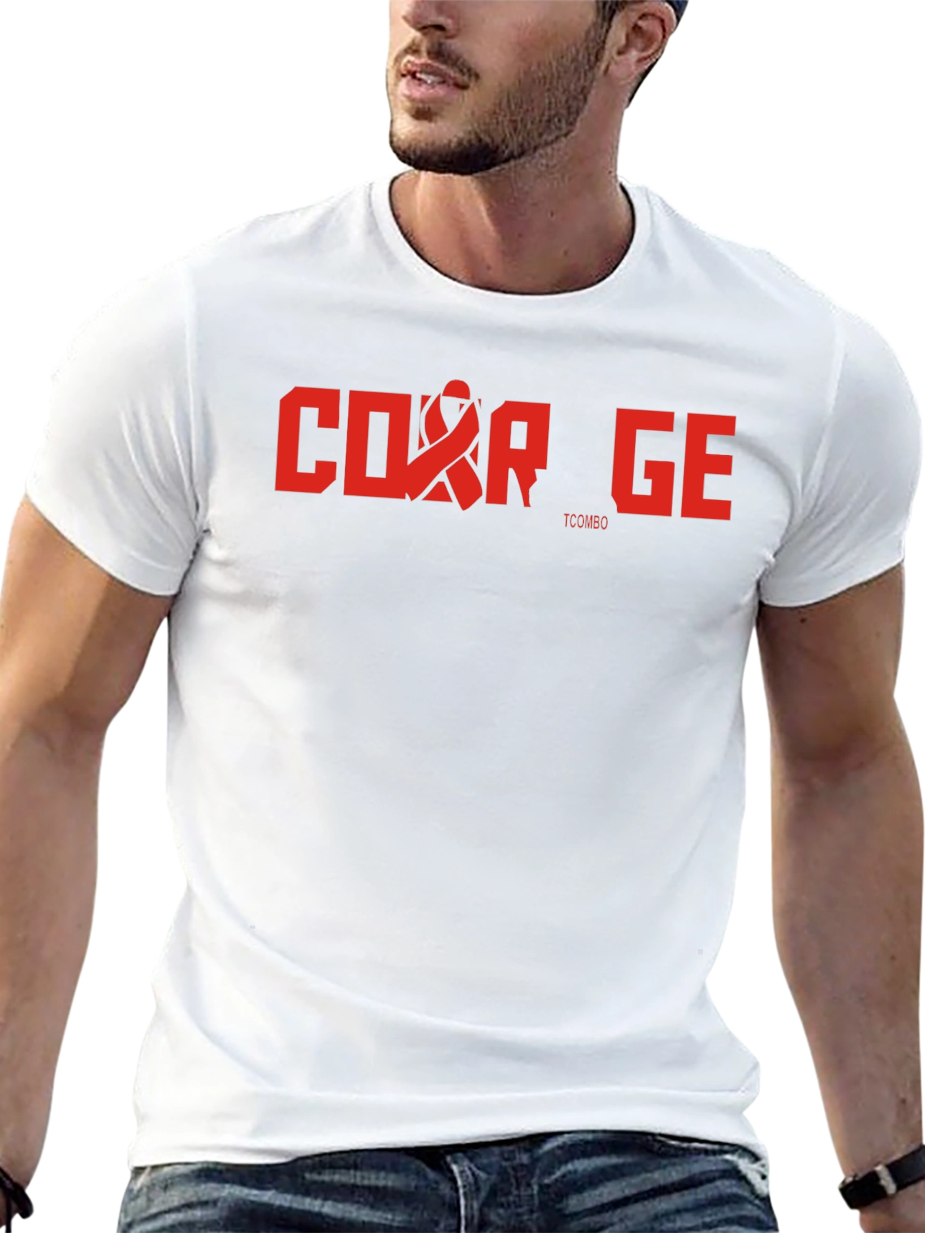 Courage T-Shirt - Red Ribbon Graphic Tee