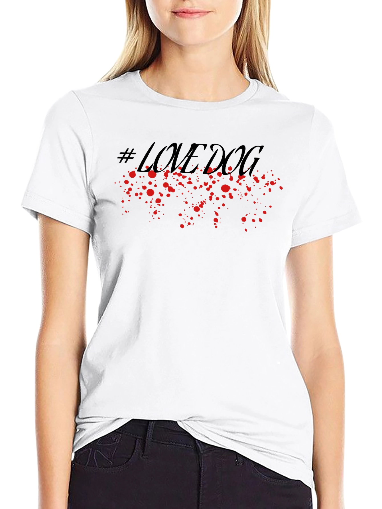 Love Dog Graphic Print Black T-Shirt