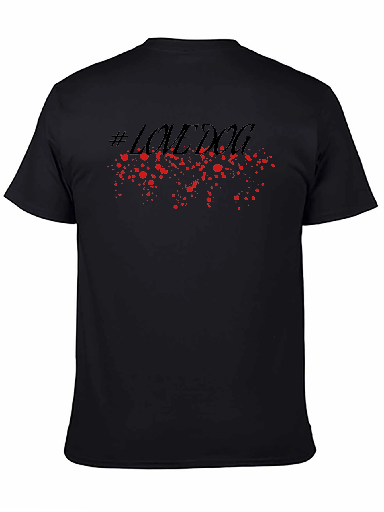 Love Dog Graphic Print Black T-Shirt