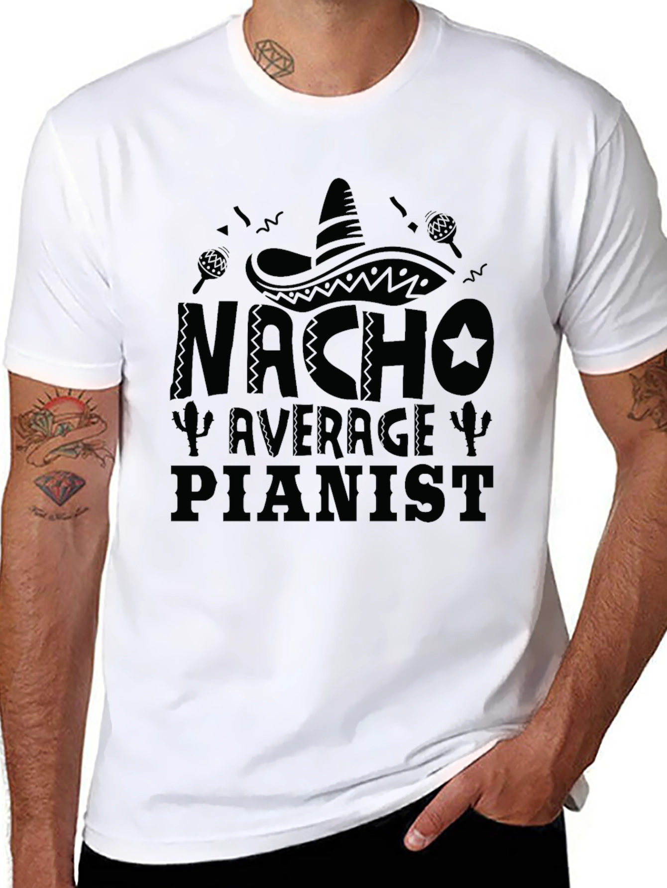 Nacho Average Pianist Graphic T-Shirt