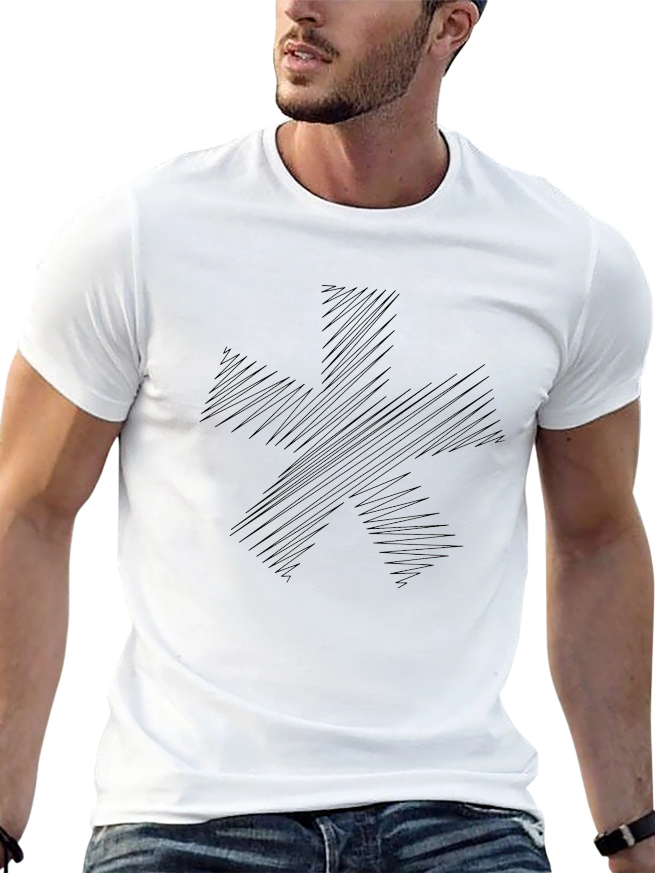Abstract Graphic Black T-Shirt Casual Mens Tee