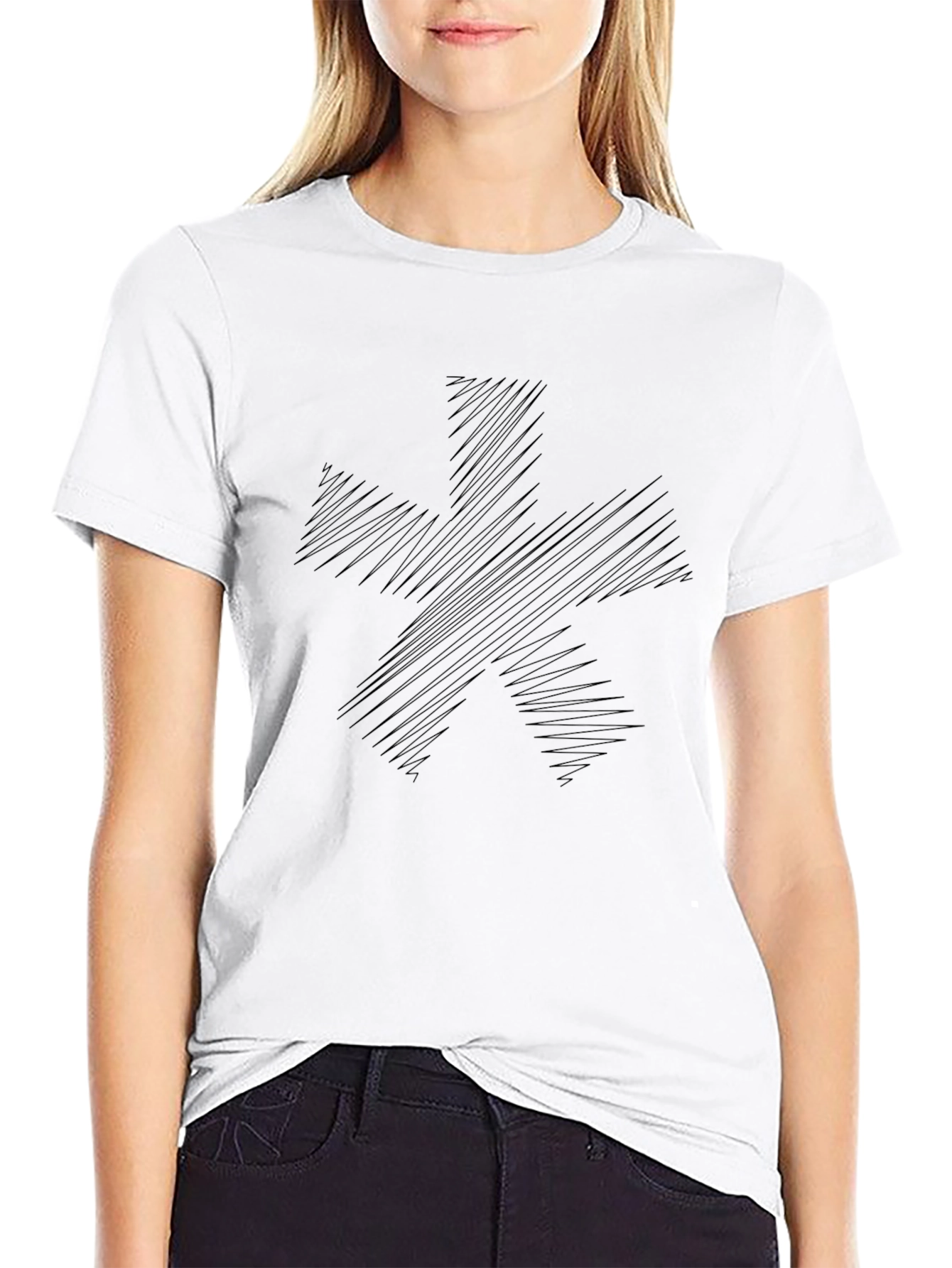 Abstract Graphic Black T-Shirt Casual Mens Tee