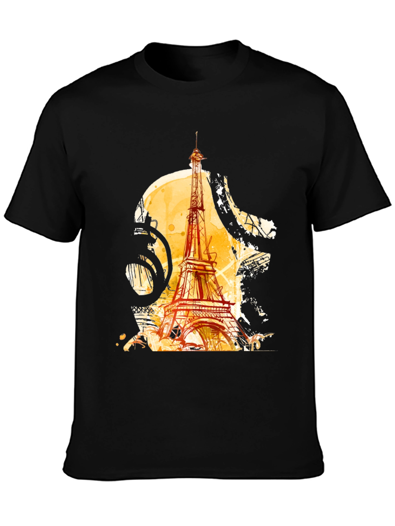 Paris Eiffel Tower Graphic Black T-Shirt