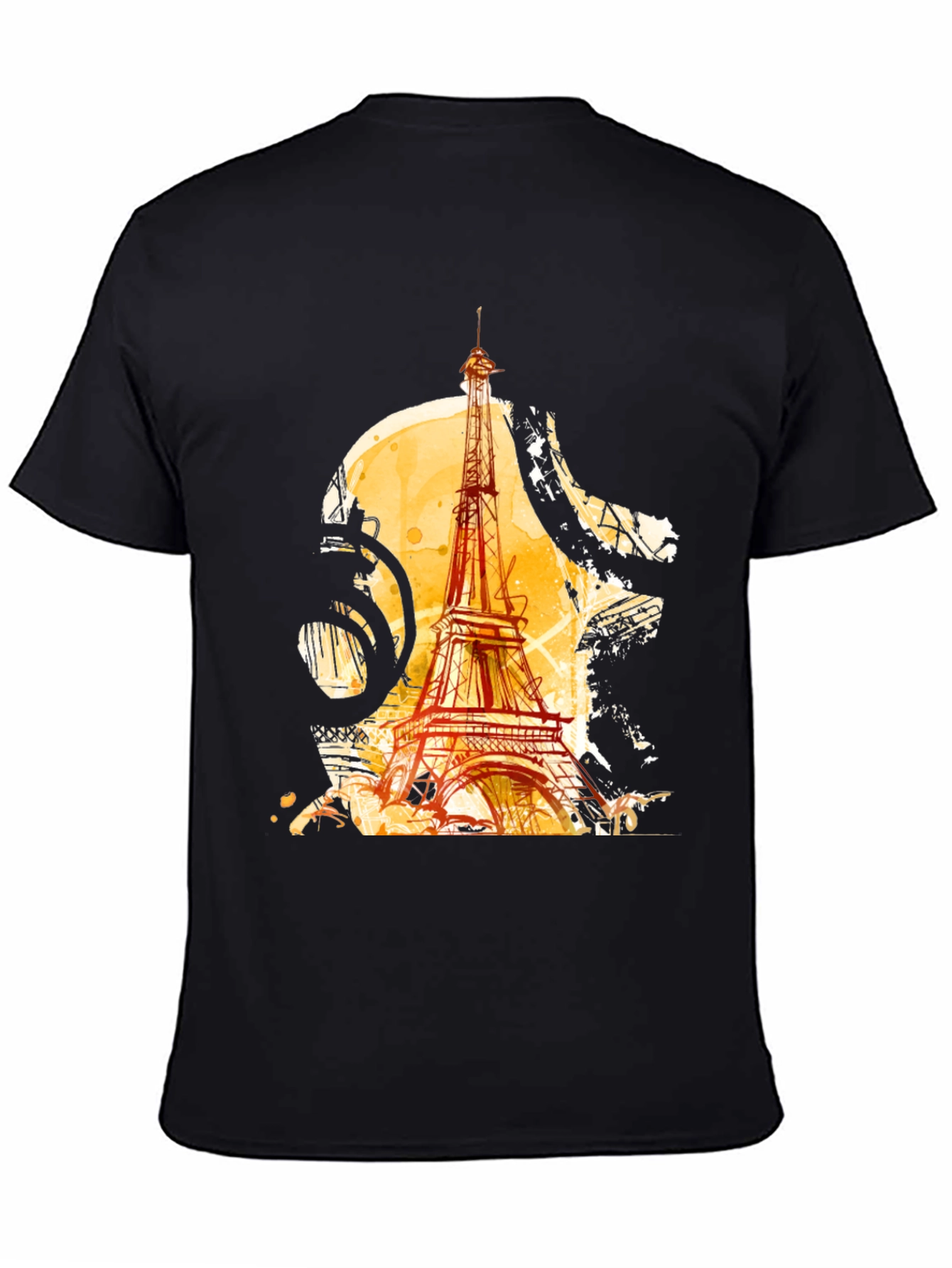 Paris Eiffel Tower Graphic Black T-Shirt