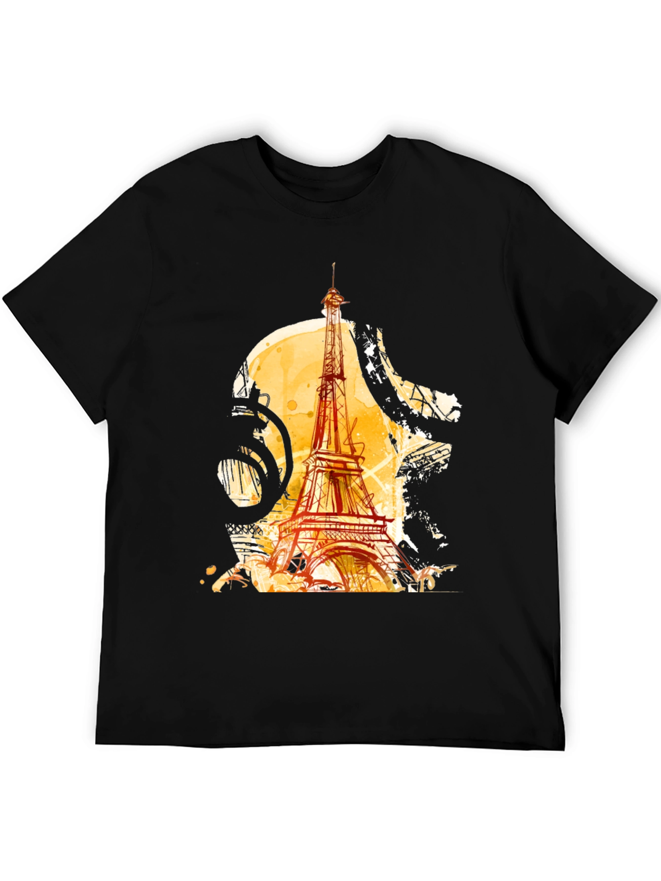 Paris Eiffel Tower Graphic Black T-Shirt