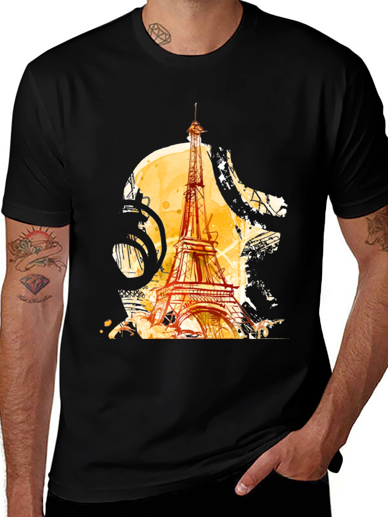 Paris Eiffel Tower Graphic Black T-Shirt