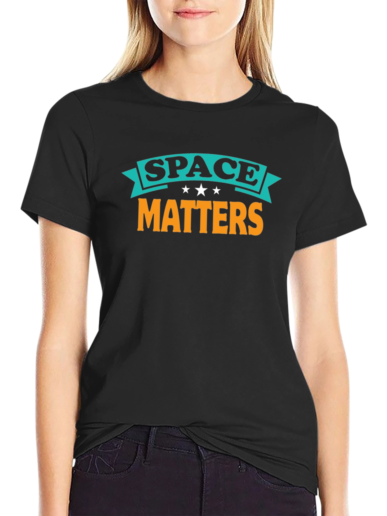Space Matters Graphic Tee - Black Cotton T-Shirt