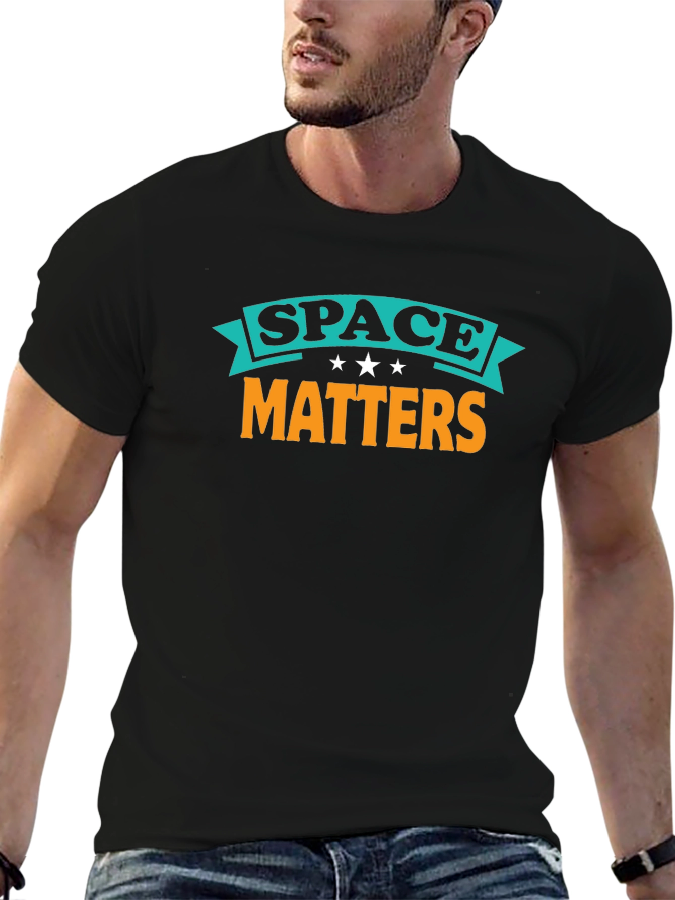 Space Matters Graphic Tee - Black Cotton T-Shirt
