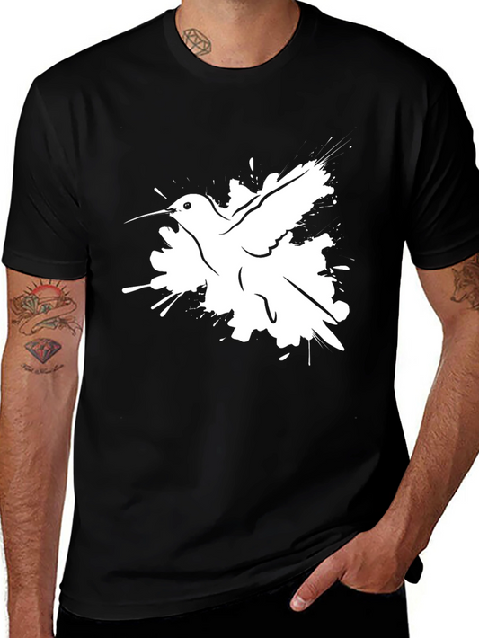 Hummingbird Graphic Print Black T-Shirt