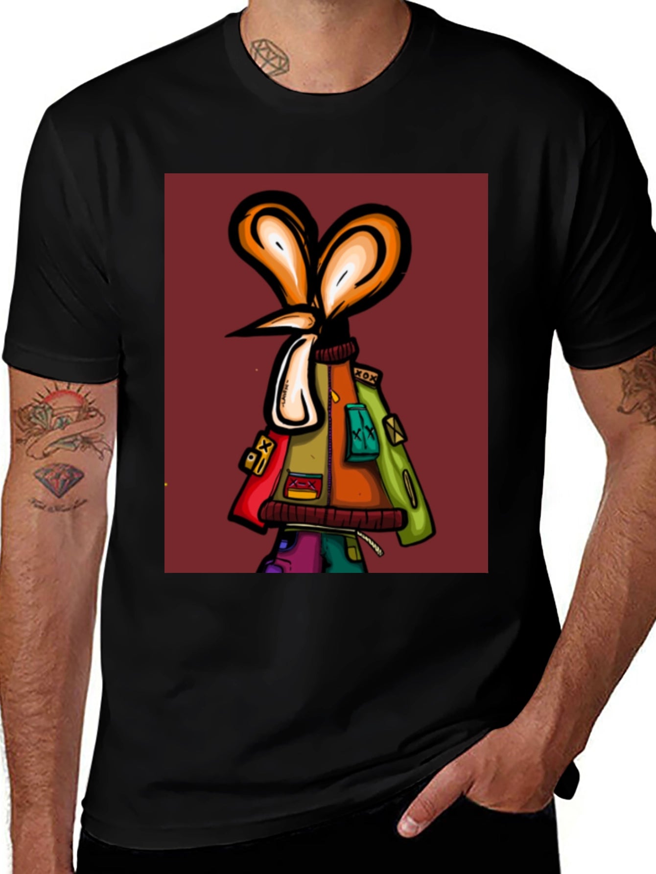 Unique Graphic Print Black T-Shirt