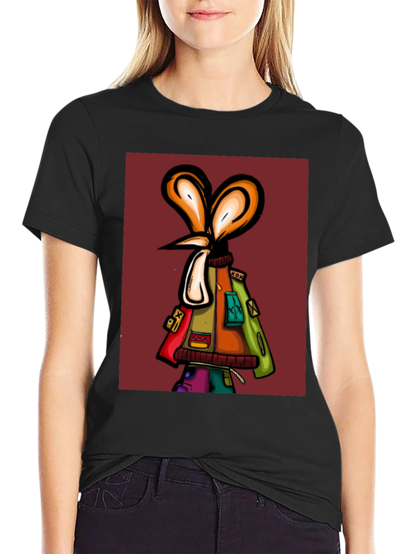 Unique Graphic Print Black T-Shirt