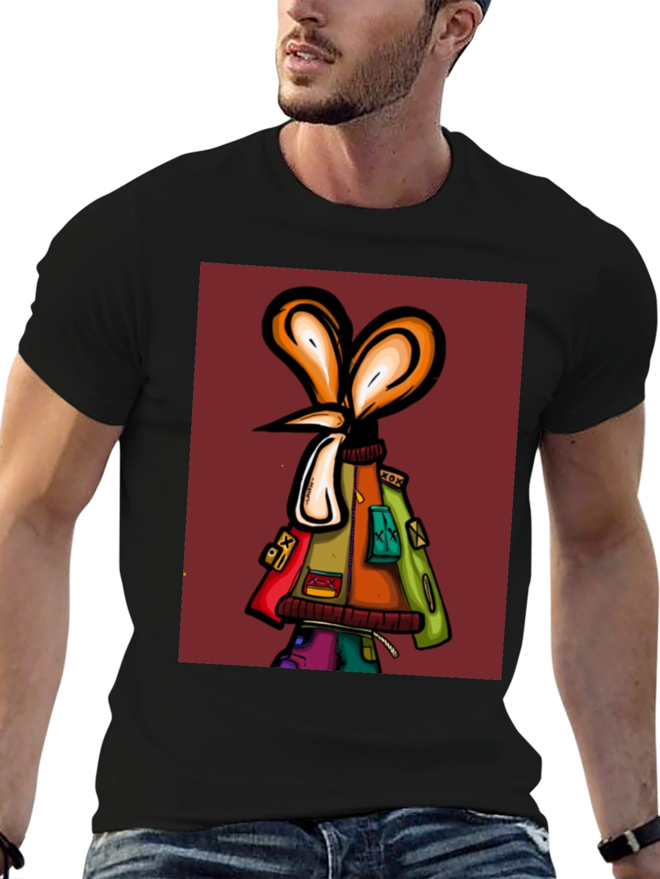 Unique Graphic Print Black T-Shirt